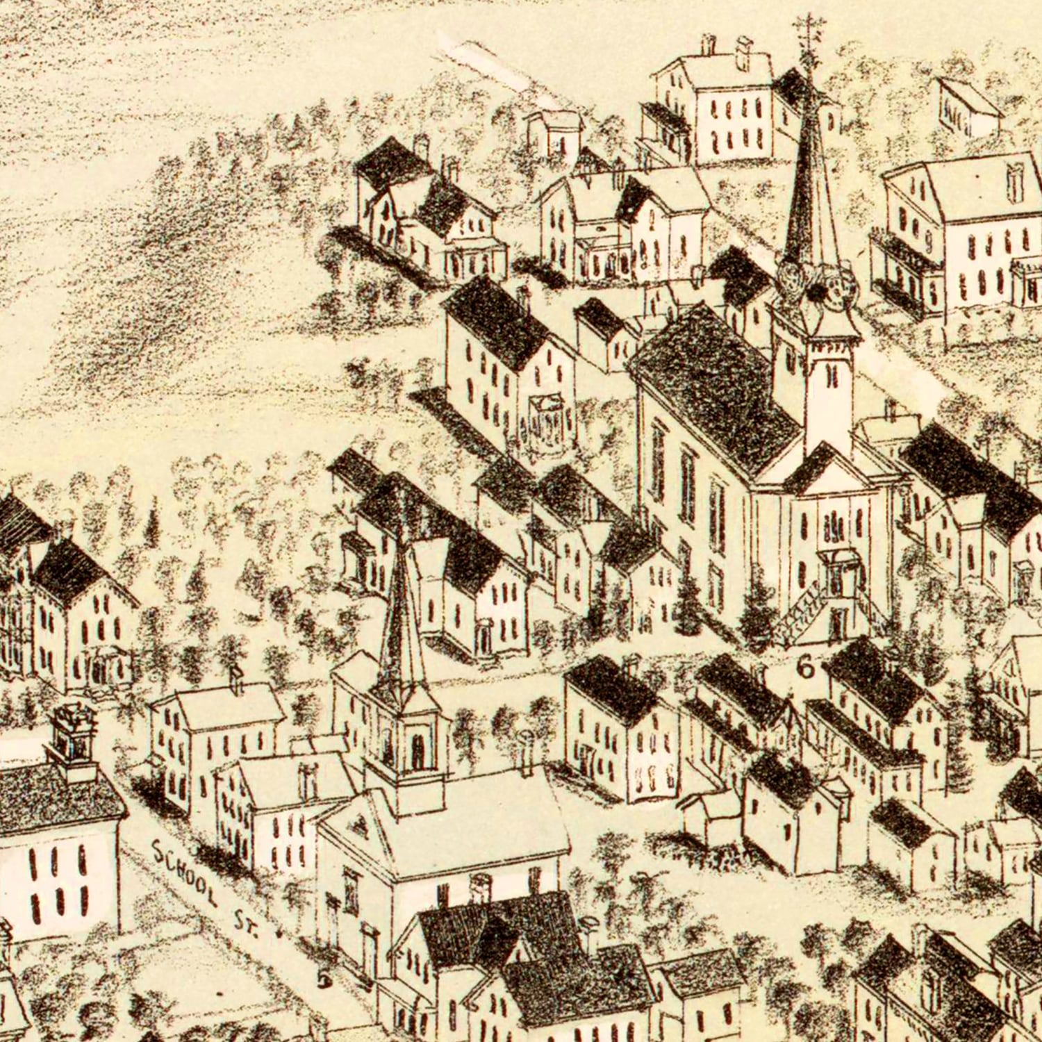 Vintage Map of Somerset, Massachusetts 1887