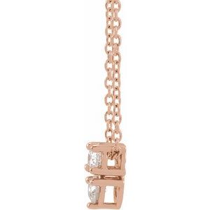 14K Rose Gold 1/4 CTW Natural Diamond Two-Stone 16-18" Necklace