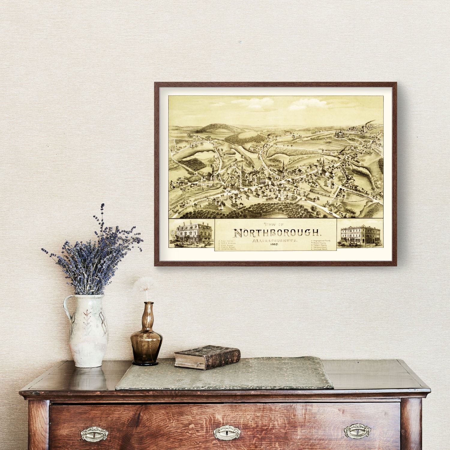 Vintage Map of Northborough, Massachusetts 1887