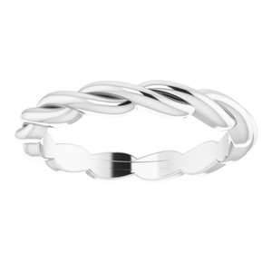 18K White Woven-Design Band Size 4