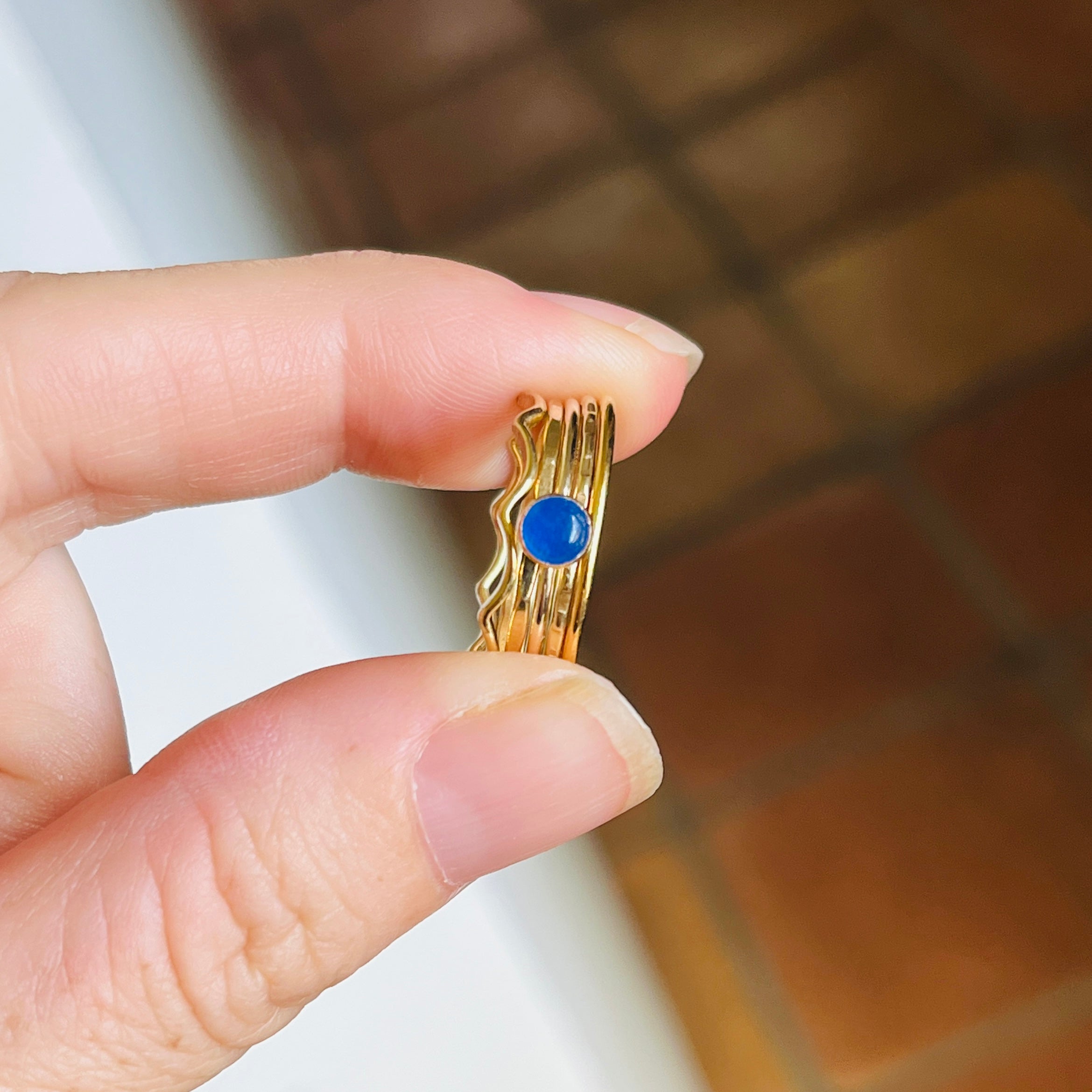 14k gold-fill or sterling silver SMALL GEM STACK RING SET