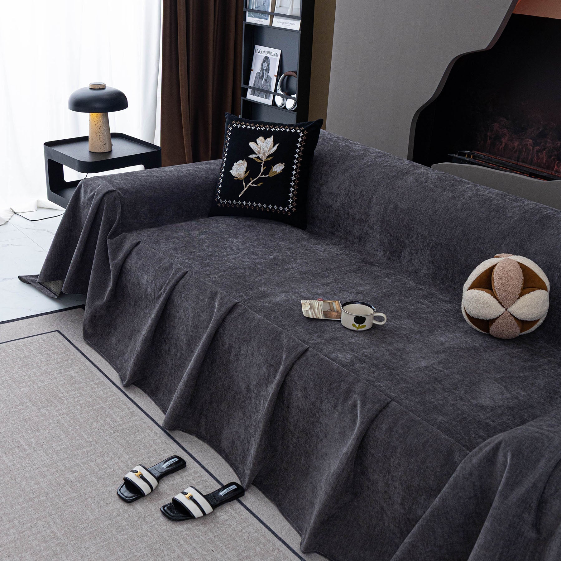 Water Repellent Couch Cover, Non Slip Furniture Protector for Leather & Fabric Sofa