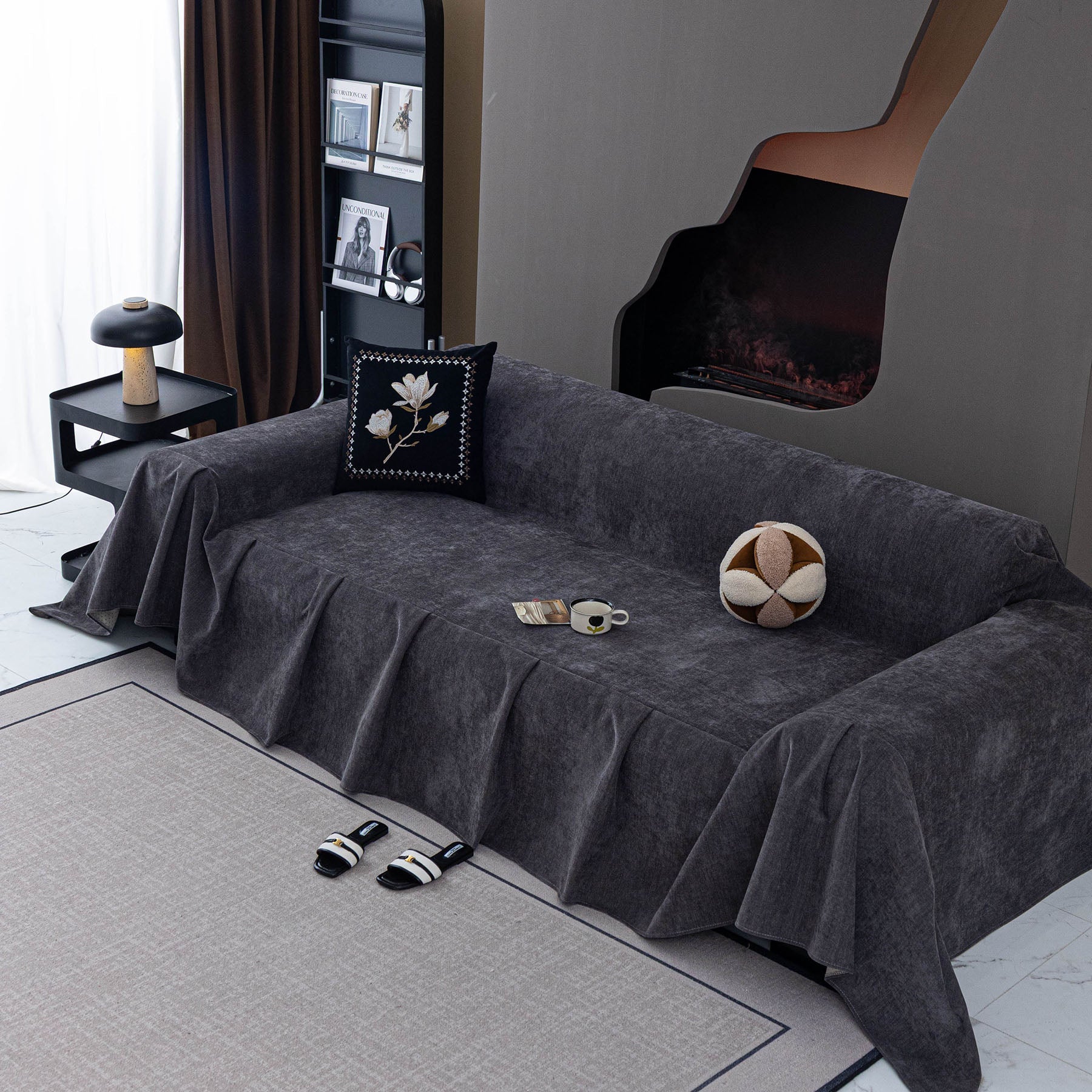 Water Repellent Couch Cover, Non Slip Furniture Protector for Leather & Fabric Sofa