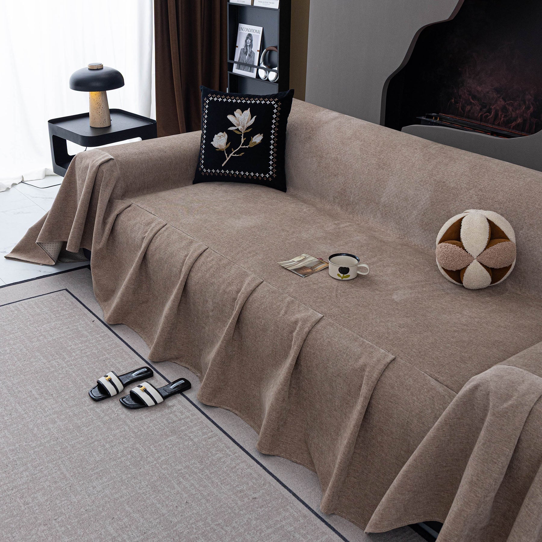 Water Repellent Couch Cover, Non Slip Furniture Protector for Leather & Fabric Sofa