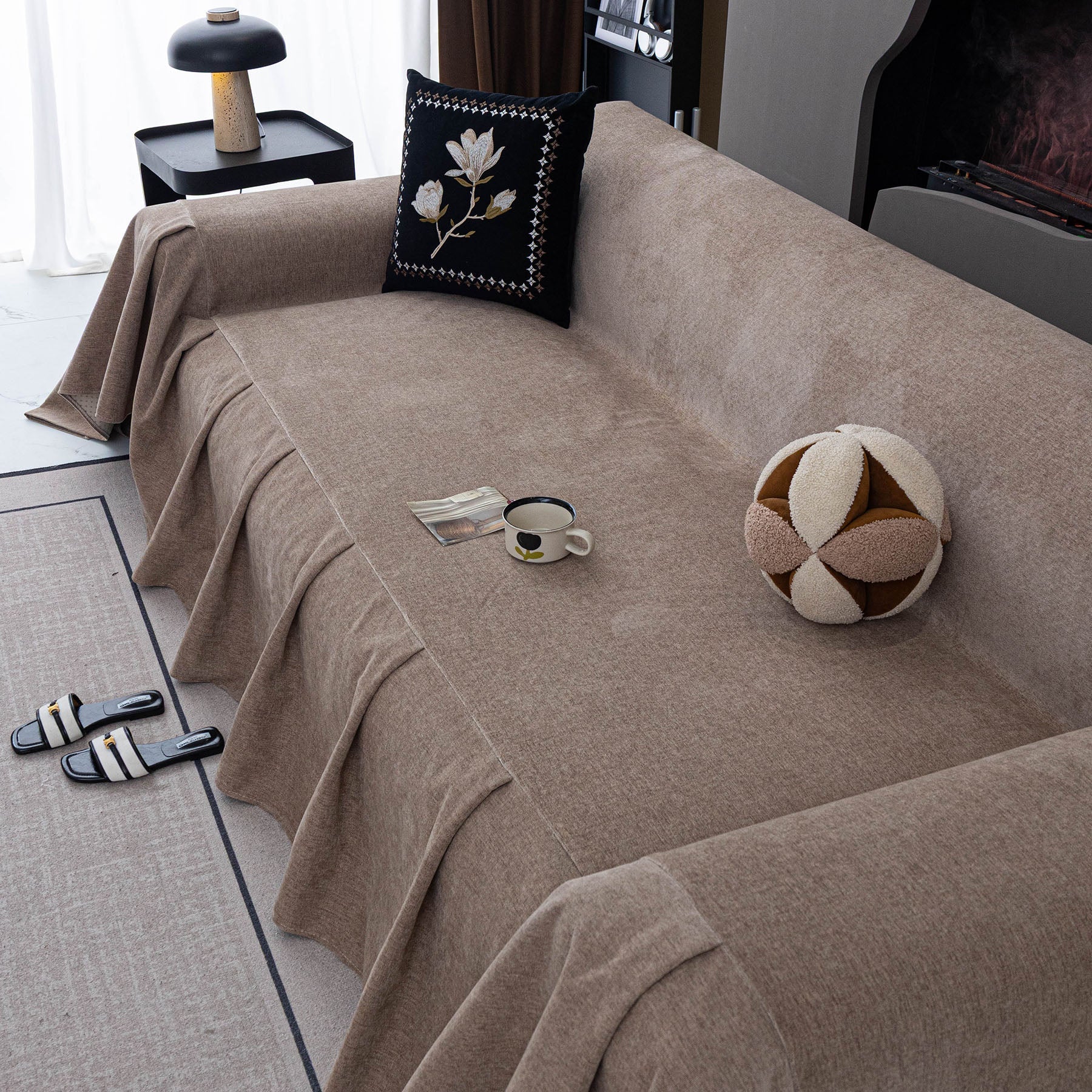 Water Repellent Couch Cover, Non Slip Furniture Protector for Leather & Fabric Sofa
