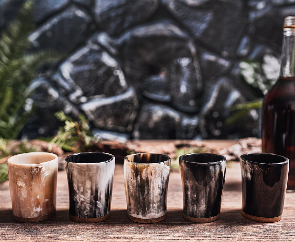 Viking Shot Cups – Genuine Ox Horn 5-Pack