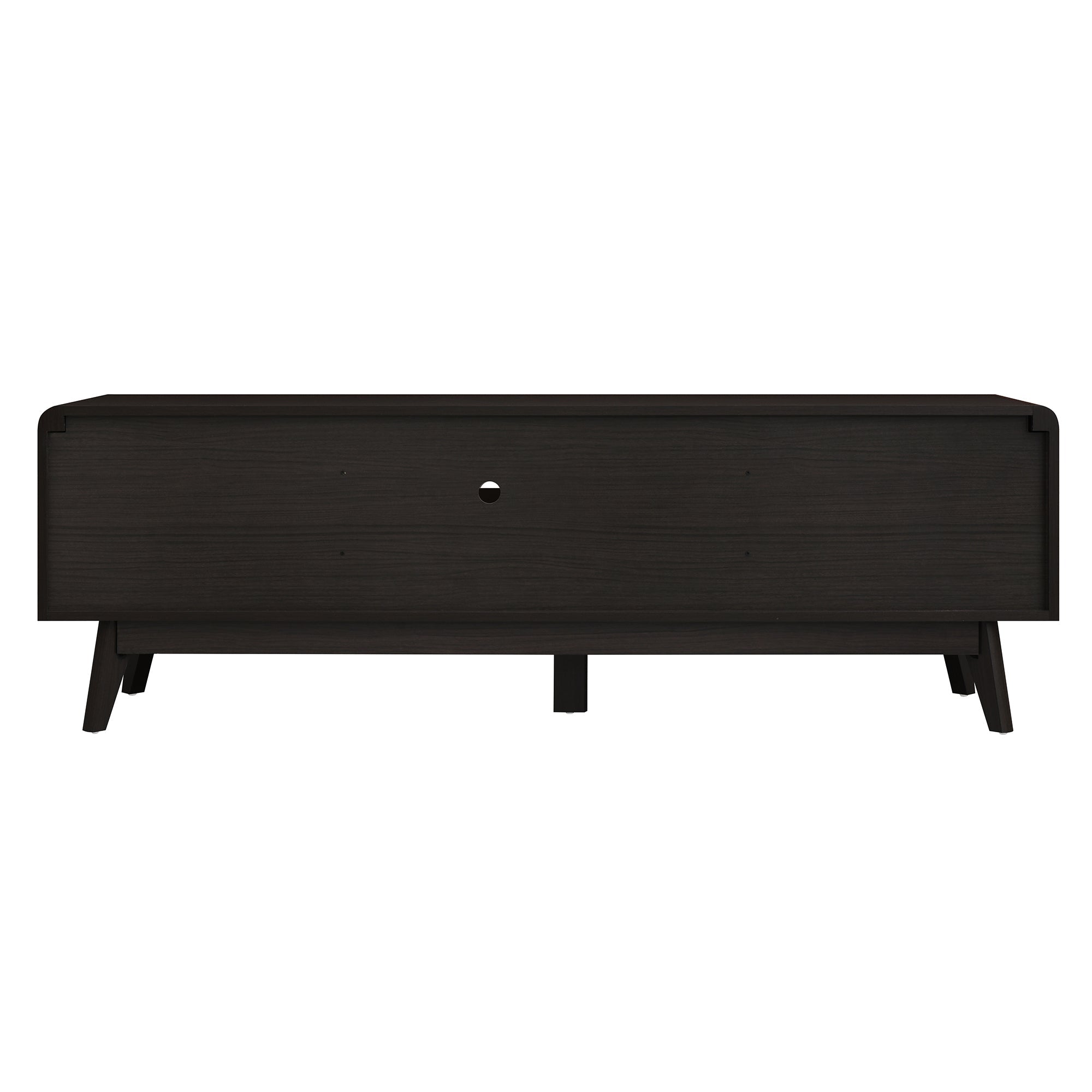 63'' Dark Rattan TV Stand with 2 Storage Cabinets for 65 Inch TV, Entertainment Center with Solid Wood Legs, Media Console Table for Living Room, Bedroom