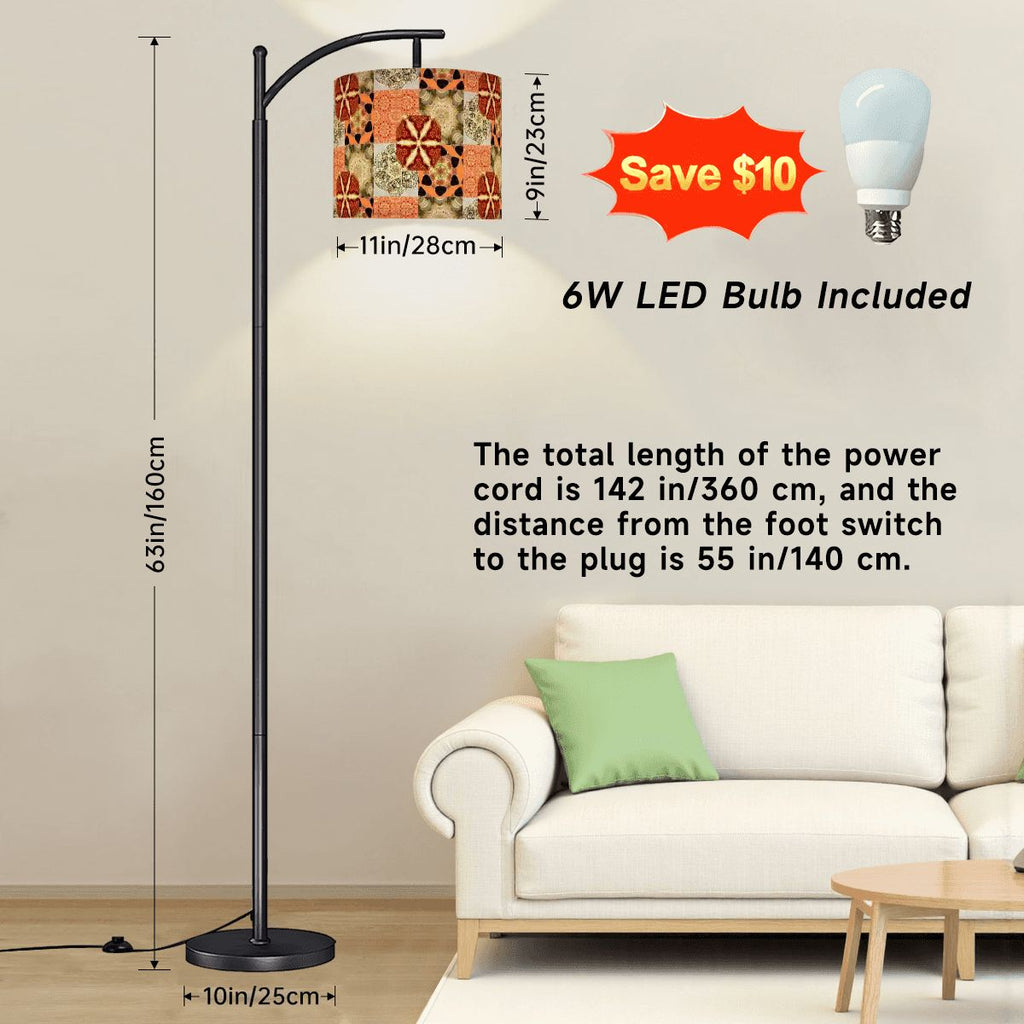 Heritage Revival Quilt Design Arc Floor Lamp (Made in USA)