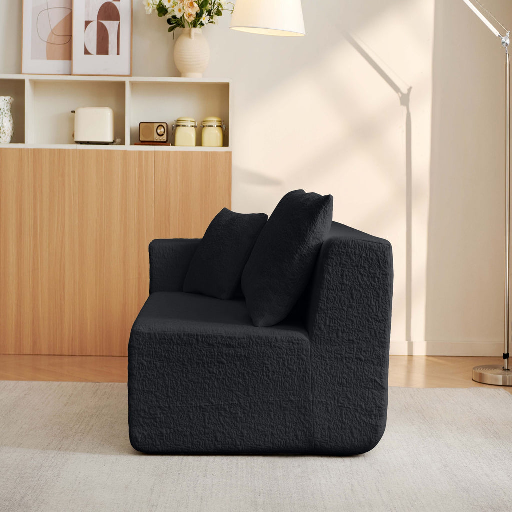 Modern Modular 104' Cloud Sectional Couch with L-Shape Chaise Upholstered in Black Chenille Fabric