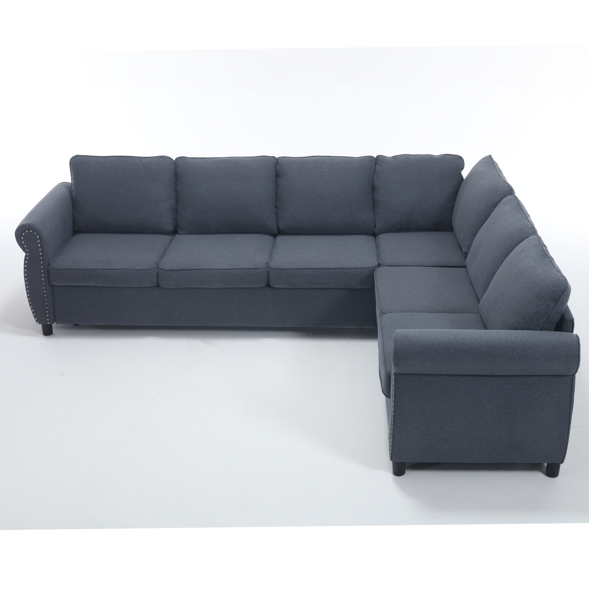 [NEW ARRIVED] [VIDEO PROVIDED] Sleeper Sofa, 2 in 1 Pull Out Couch Bed,6 seater sofa bed, L Shaped Sleeper Sectional Sofa Couch,Riveted sofa,104'' Large combined sofa Bed in living room, GRAY