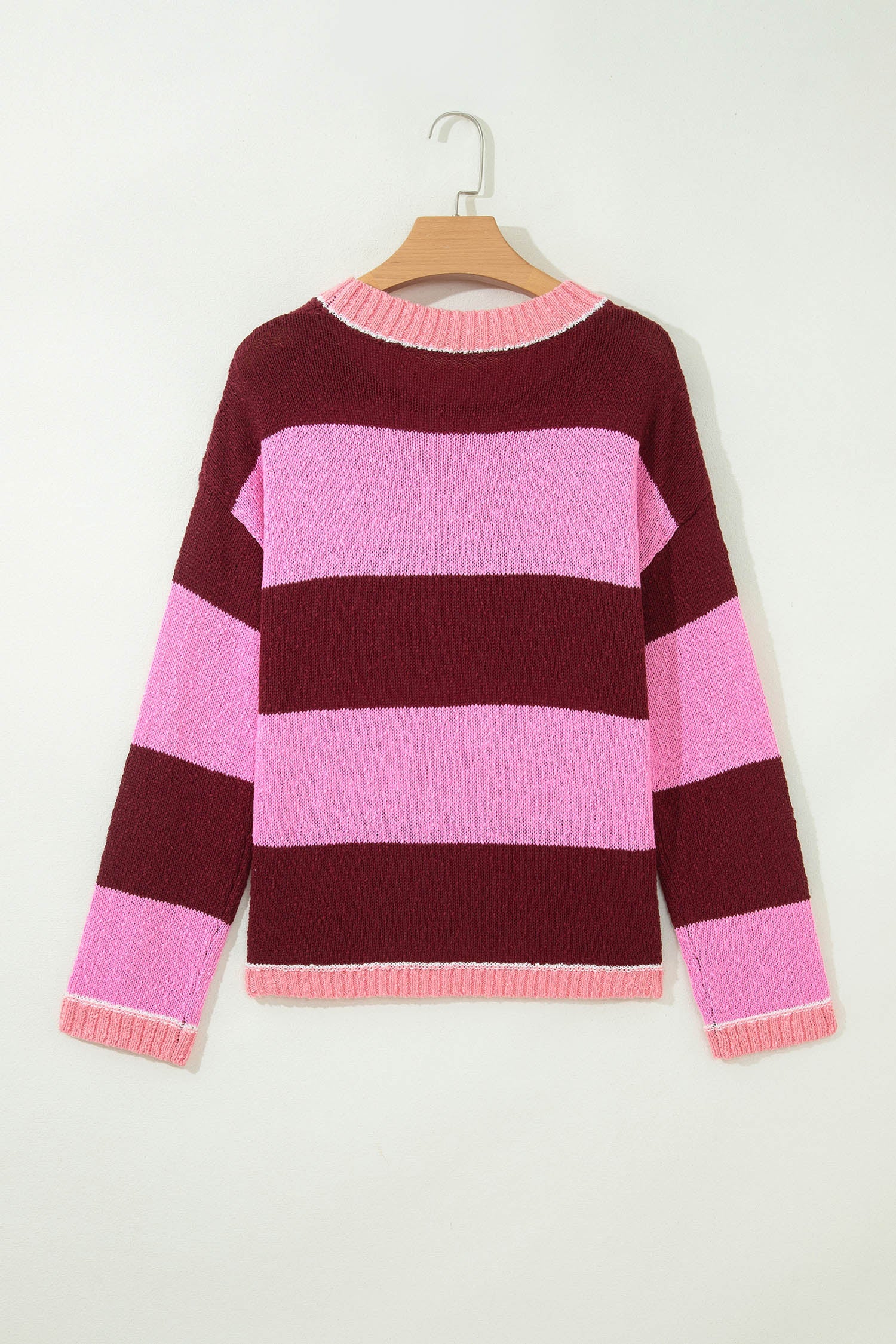 Stripe Drop Shoulder Long Sleeve Knit Sweater