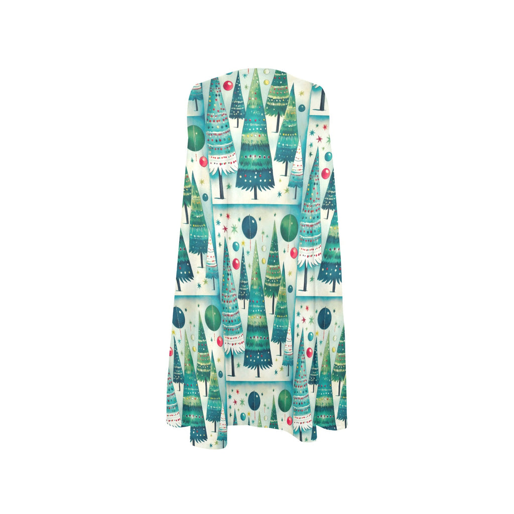 Vintage Christmas Tree Design Sleeveless A-Line Pocket Short Dress