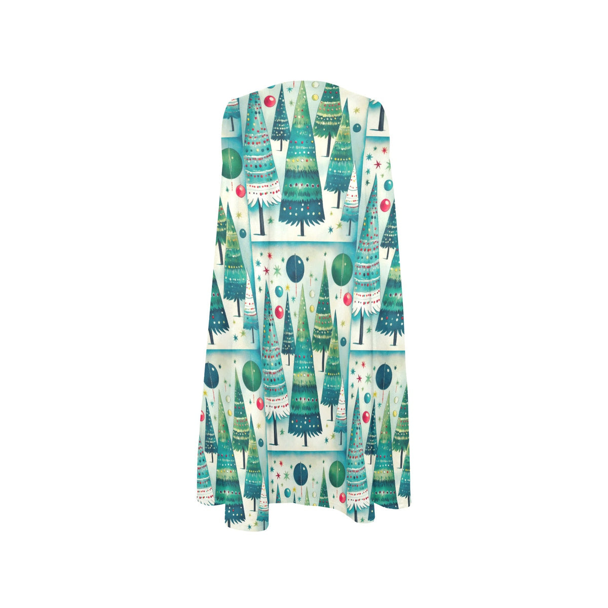 Vintage Christmas Tree Design Sleeveless A-Line Pocket Short Dress