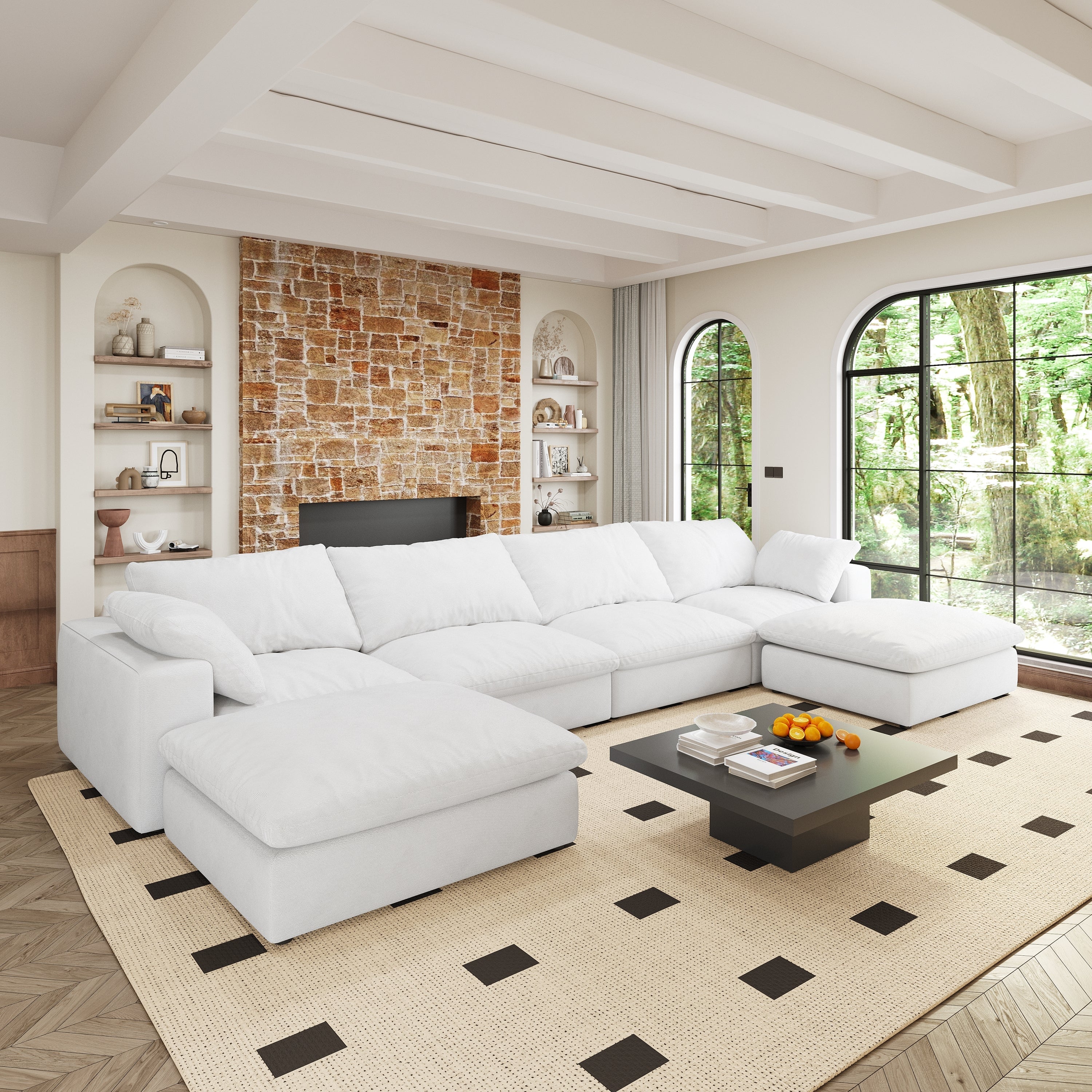 Cloud Modular Sectional sofa with 2 Storage Ottomans,160.6' Down Filled Comfort U Shaped Sofa Couch for Living Room 4seaters+2ottoman