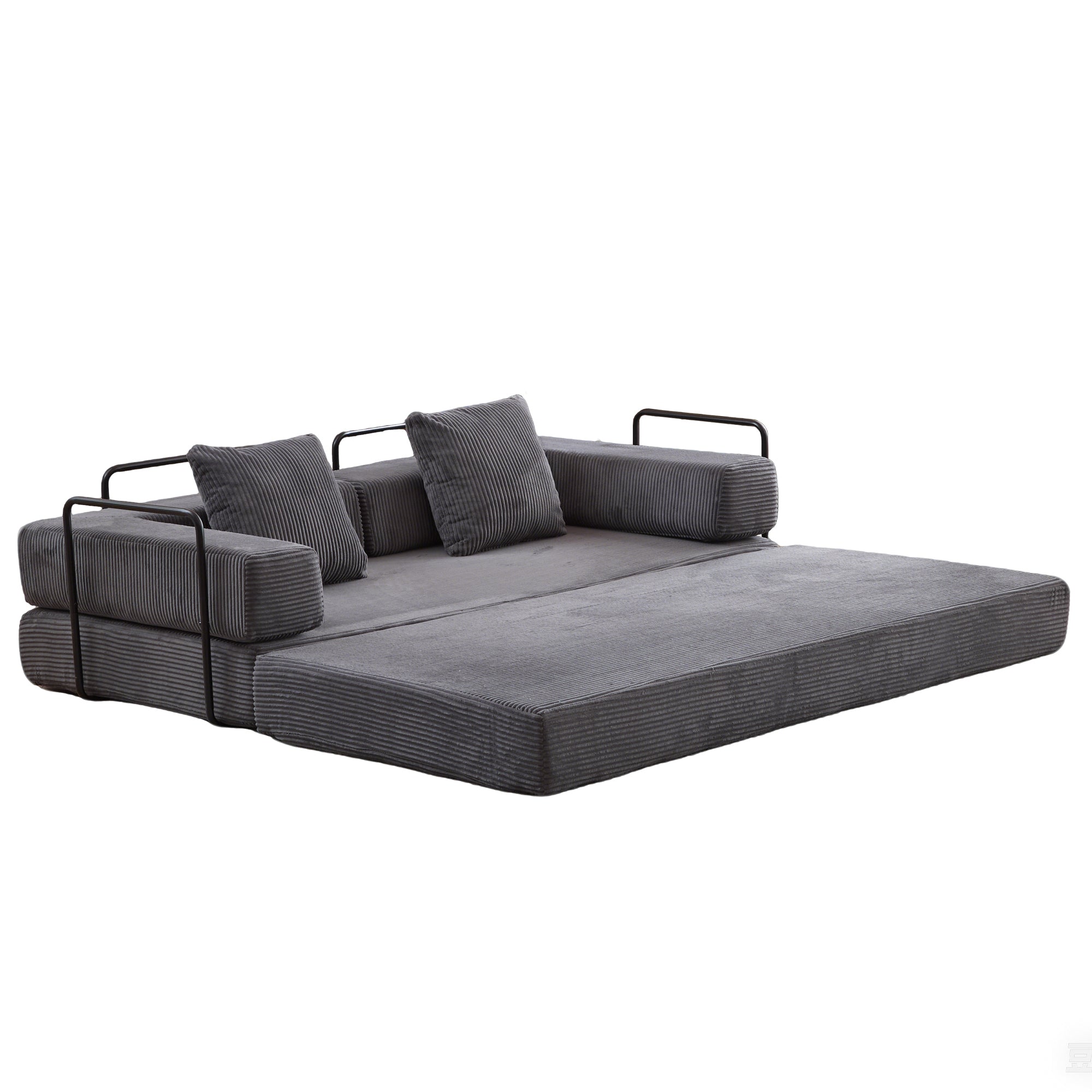 Floor Couch,Compression Sofa,Convertible Floor Sofa Bed-with Pillow Back Support Armrest,Comfy Futon Couch Lounge Sleeper Bed,Corduroy Fabric,for Living Room Bedroom (dark grey)