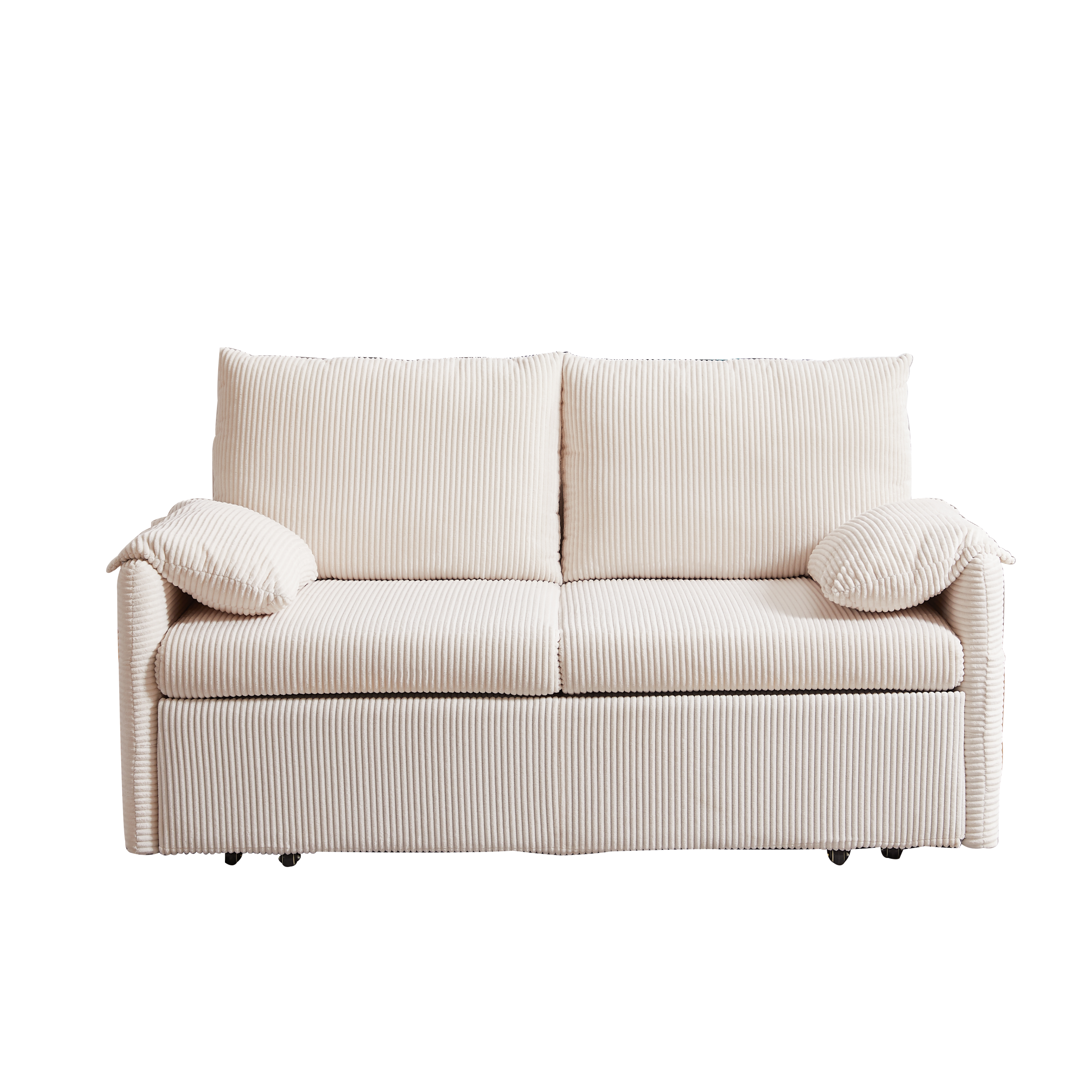 MH'' 64.5 Inch Sleeper Sofa Bed  3-in-1 Adjustable Sleeper with Pullout Bed   2 Pillows and Side Pockets  Soft Corduroy Convertible Sleeper Sofa Bed for Living Room Bedroom Apartment Office