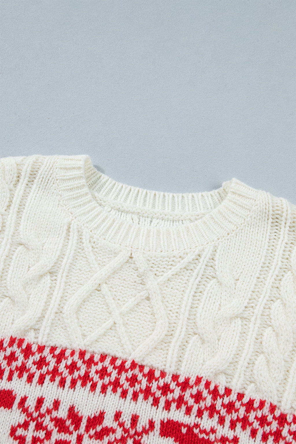 Christmas Reindeer Graphic Print Cable Knit Sweater