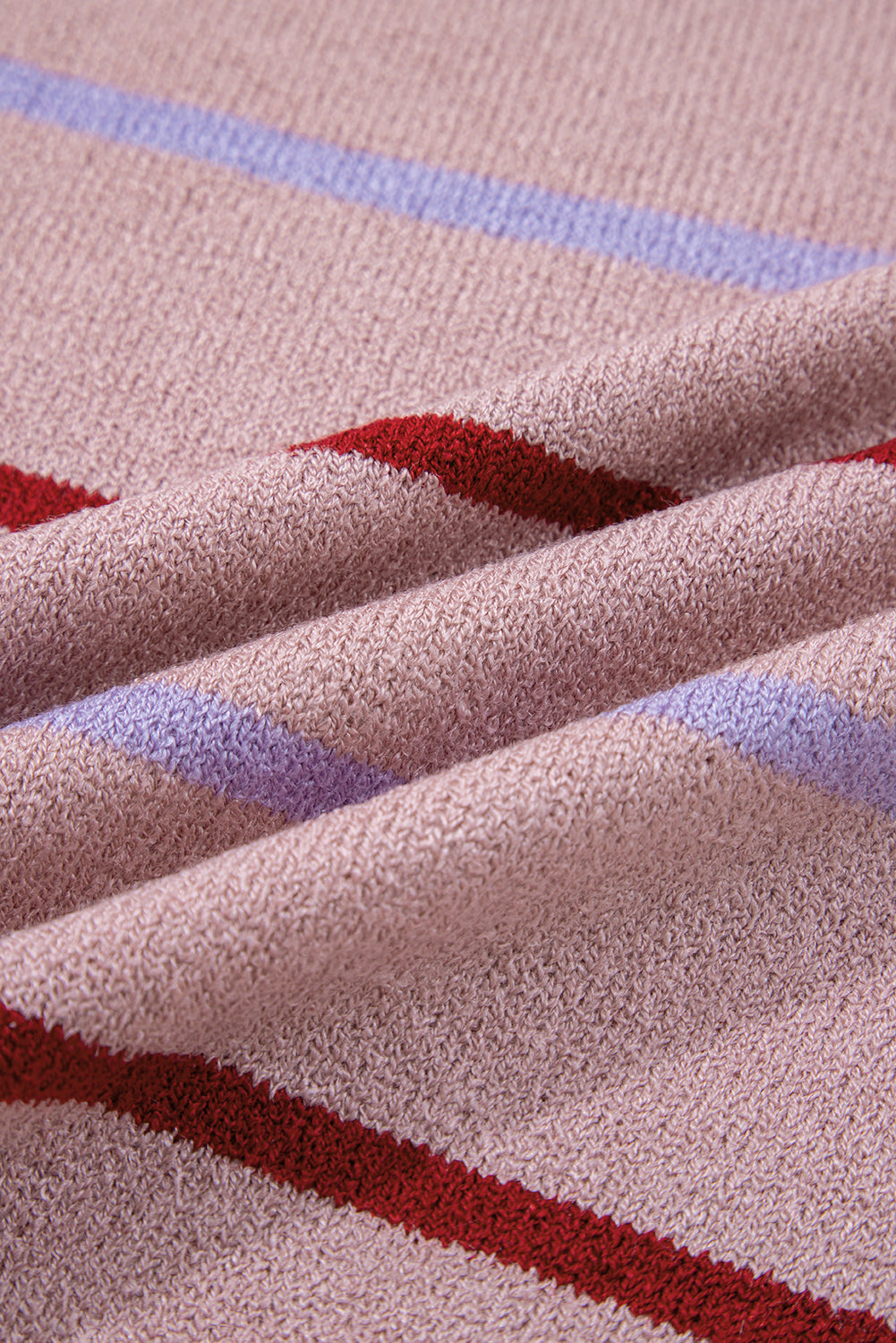 Stripe Ribbed Trim Drop Shoulder Sweater