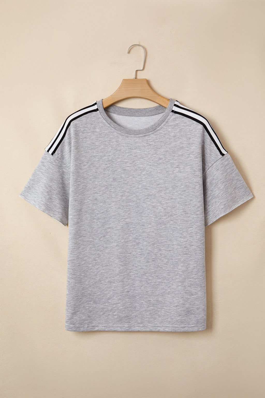 Stripe Patchwork Raw Edge Oversize Tee