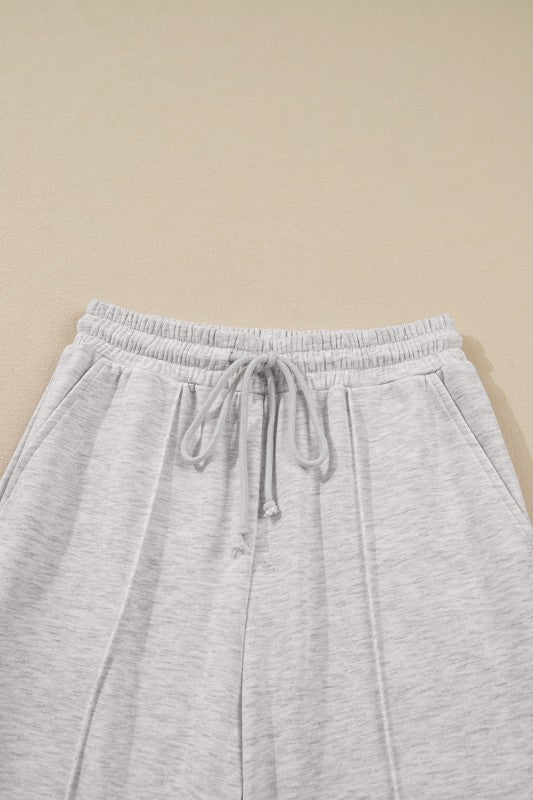 Solid V-Neck Pullover and Drawstring Sweatpants Se