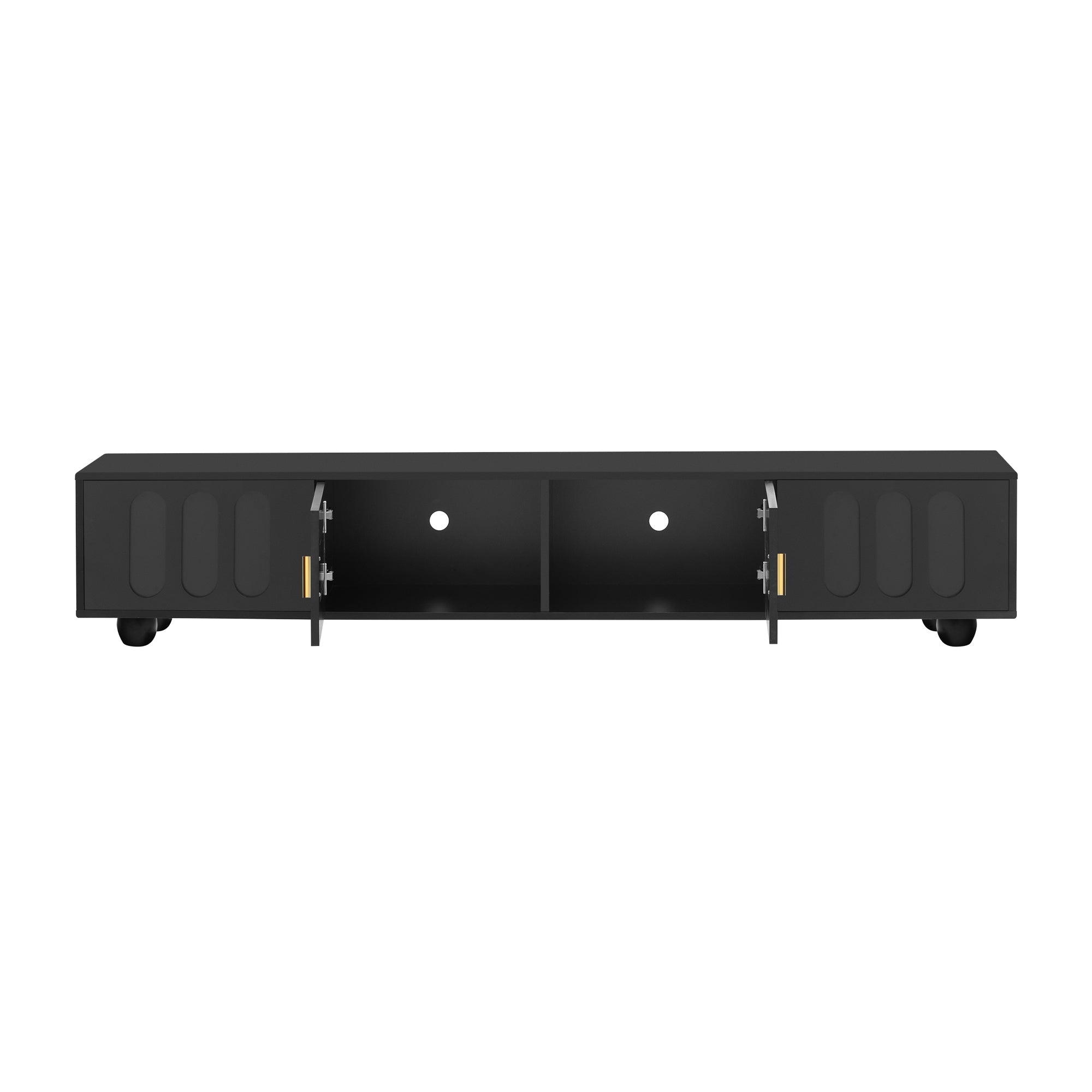 U-Can Modern TV Stand for TVs up to 80 Inches, Entertainment Center with Glass Door, TV Storage Cabinet with Solid Wood Legs and Metal Handles for Living room(OLD SKU:WF323694AAB )