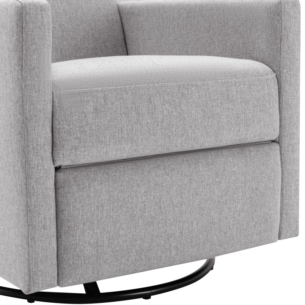 Modern Upholstered Rocker Nursery Chair Plush Seating Glider Swivel Recliner Chair, Gray Linen