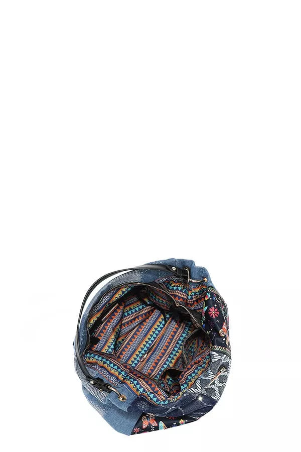 Nicole Lee Bosque De Amor Denim Hobo Bag Slouchy Chic