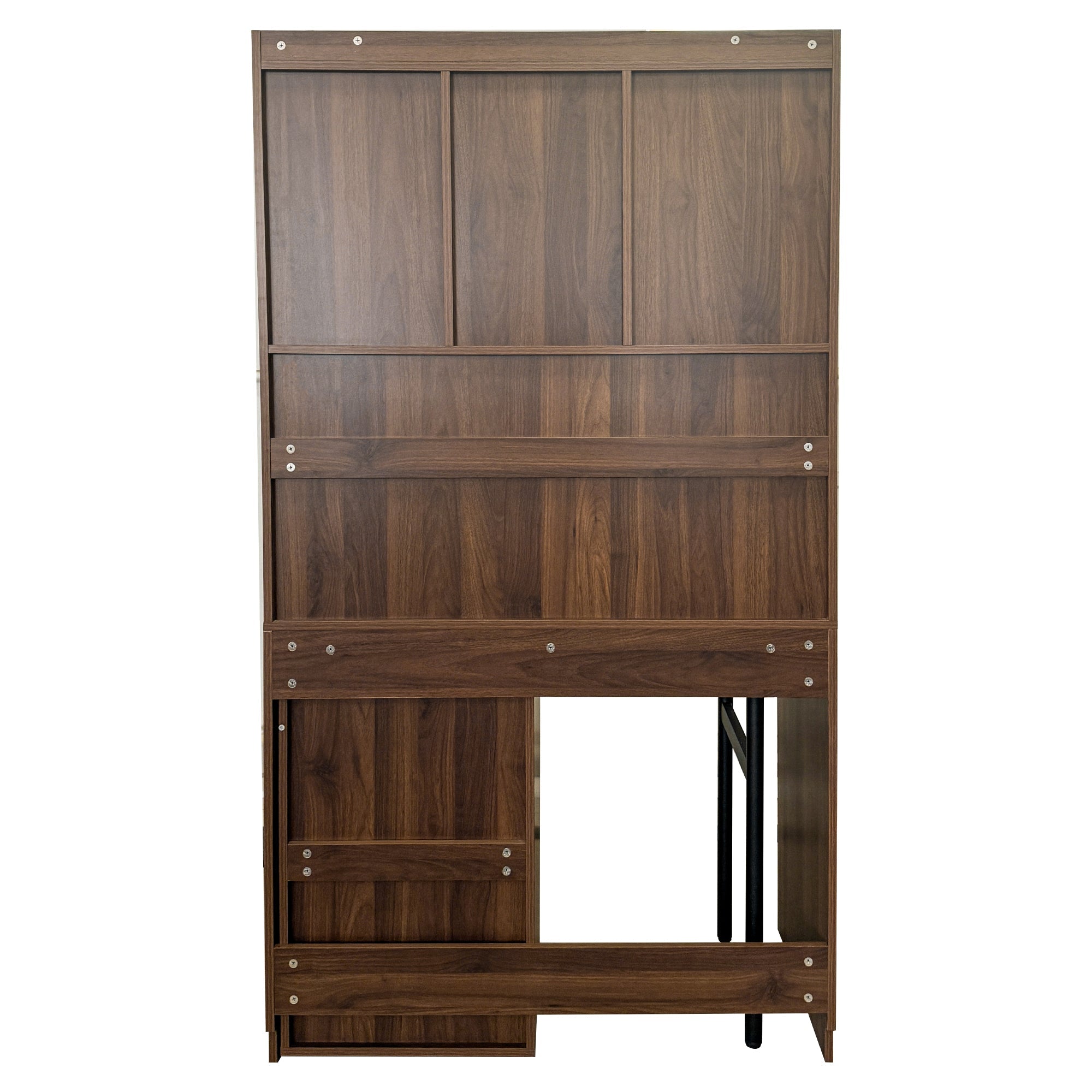 Computer Desk with glass door for Home Office or Study desk,  Bookshelf & Hutch, Computer Desk with 90 Degree Rotating Desktop,Large Working Space