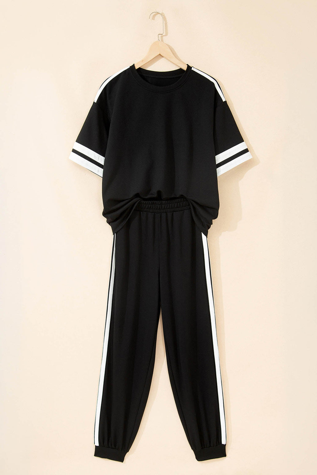 Varsity Stripe Loose Tee & Jogger Pant Set