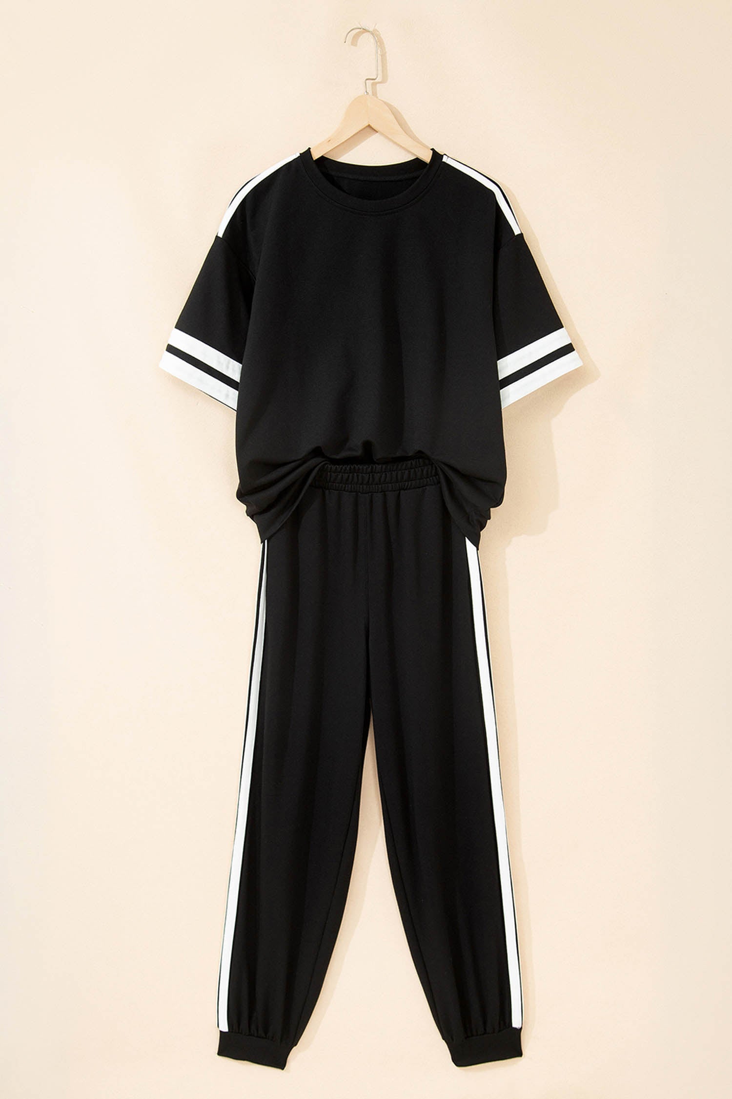 Varsity Stripe Loose Tee & Jogger Pant Set