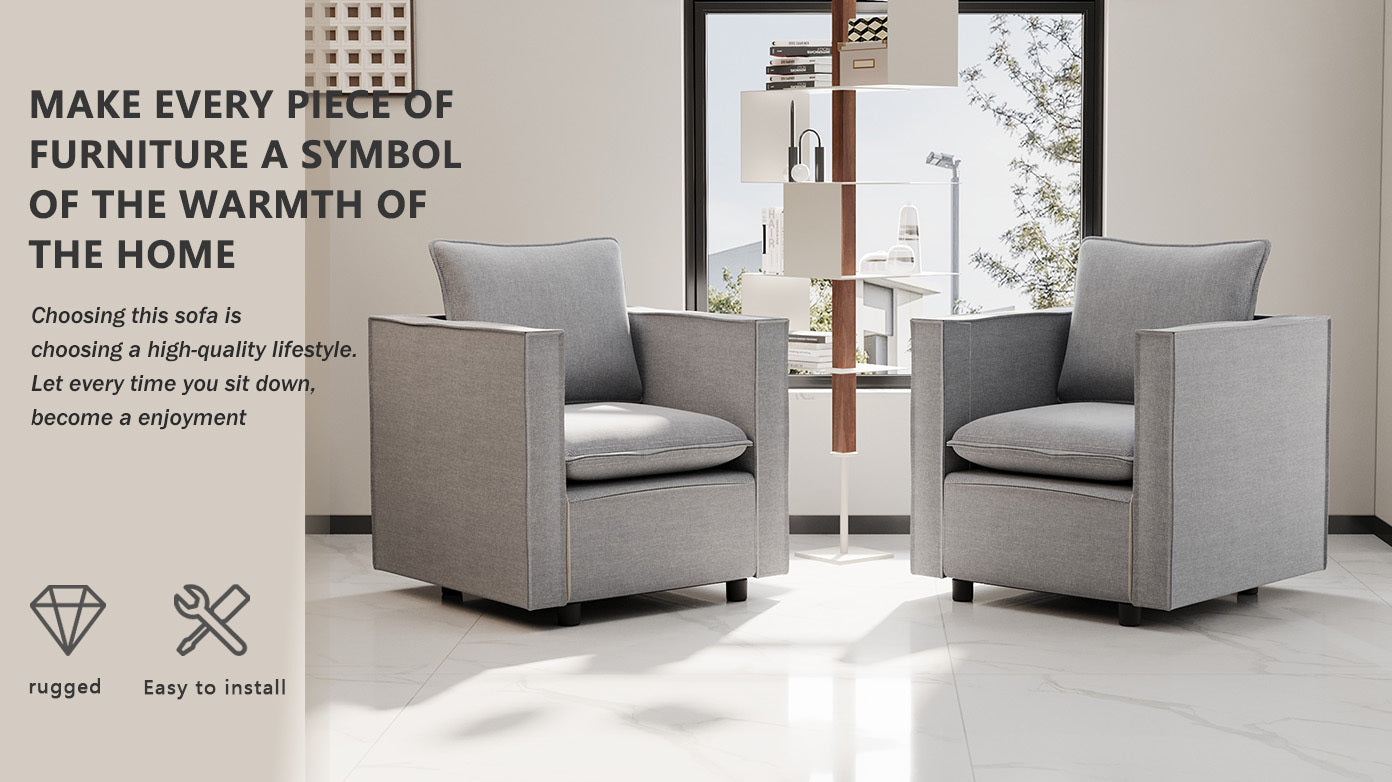 Decorative chair, comfortable gray single sofa chair, soft breathable seat cushion, soft cushion armchair, modern comfortable sofa chair in bedroom/corner/reading room