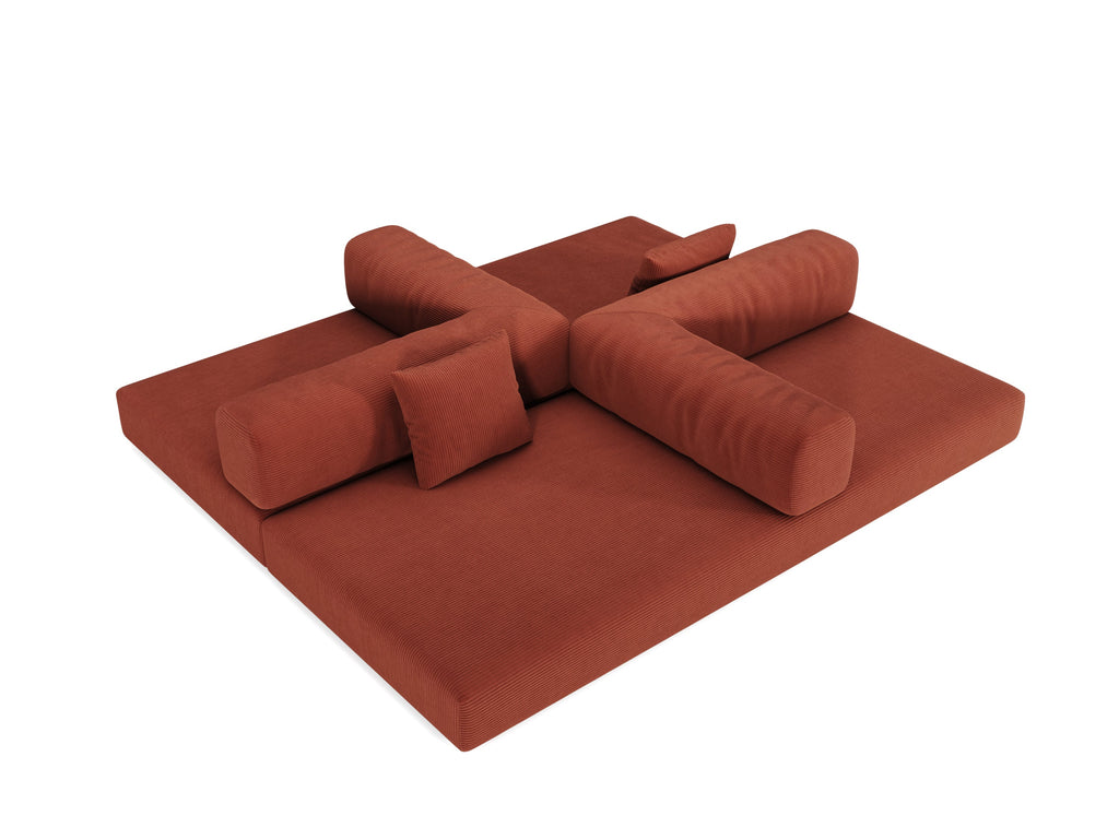 78.8inch  Modular Sectional Sofa, Convertible Pudding Block Sofa, Floor Standing Sofa Bed Arm Comfort Sofa Bed, Compression Sofa for Living Room and Bedroom -  (Orange)