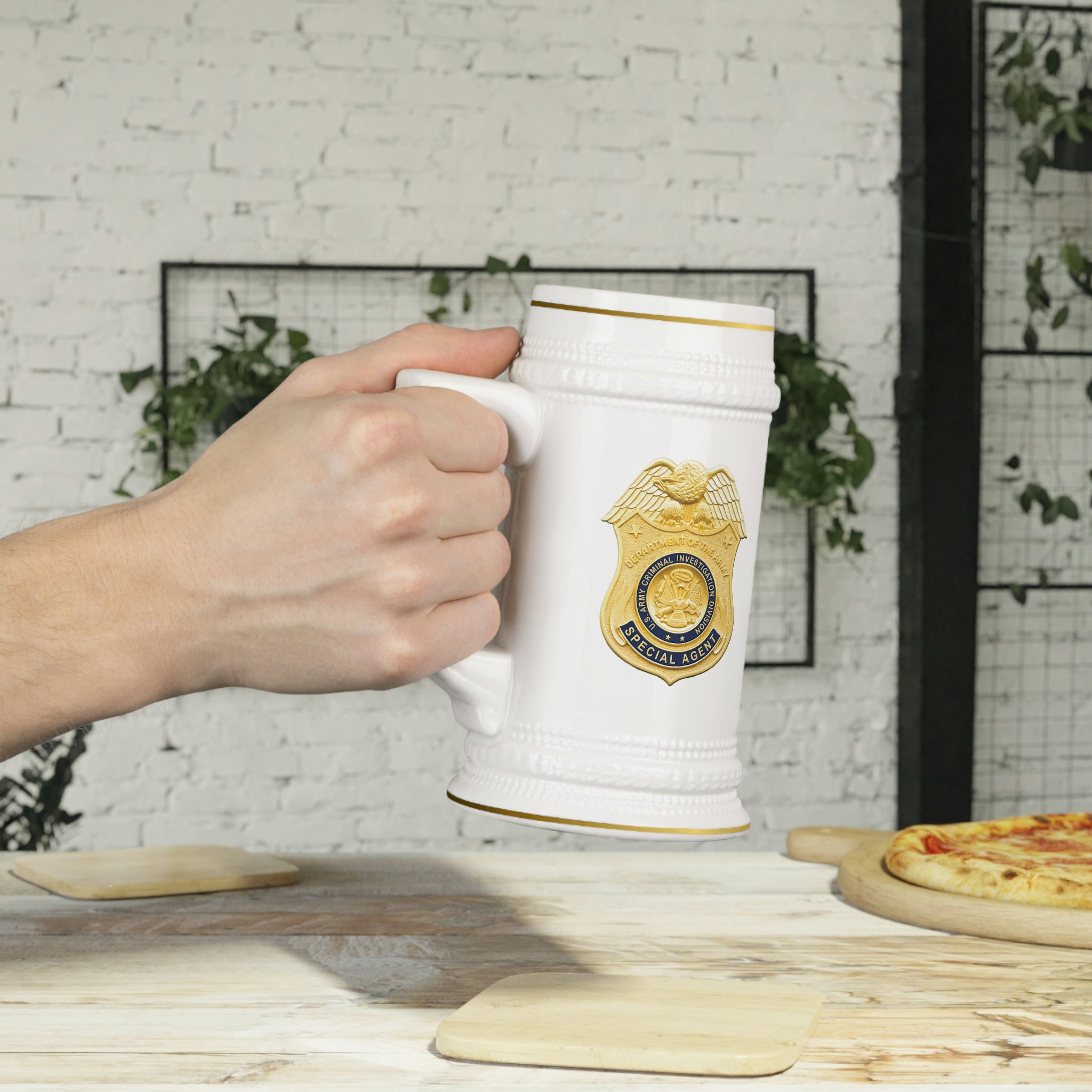 Army CID Badge and Seal Beer Stein Mug
