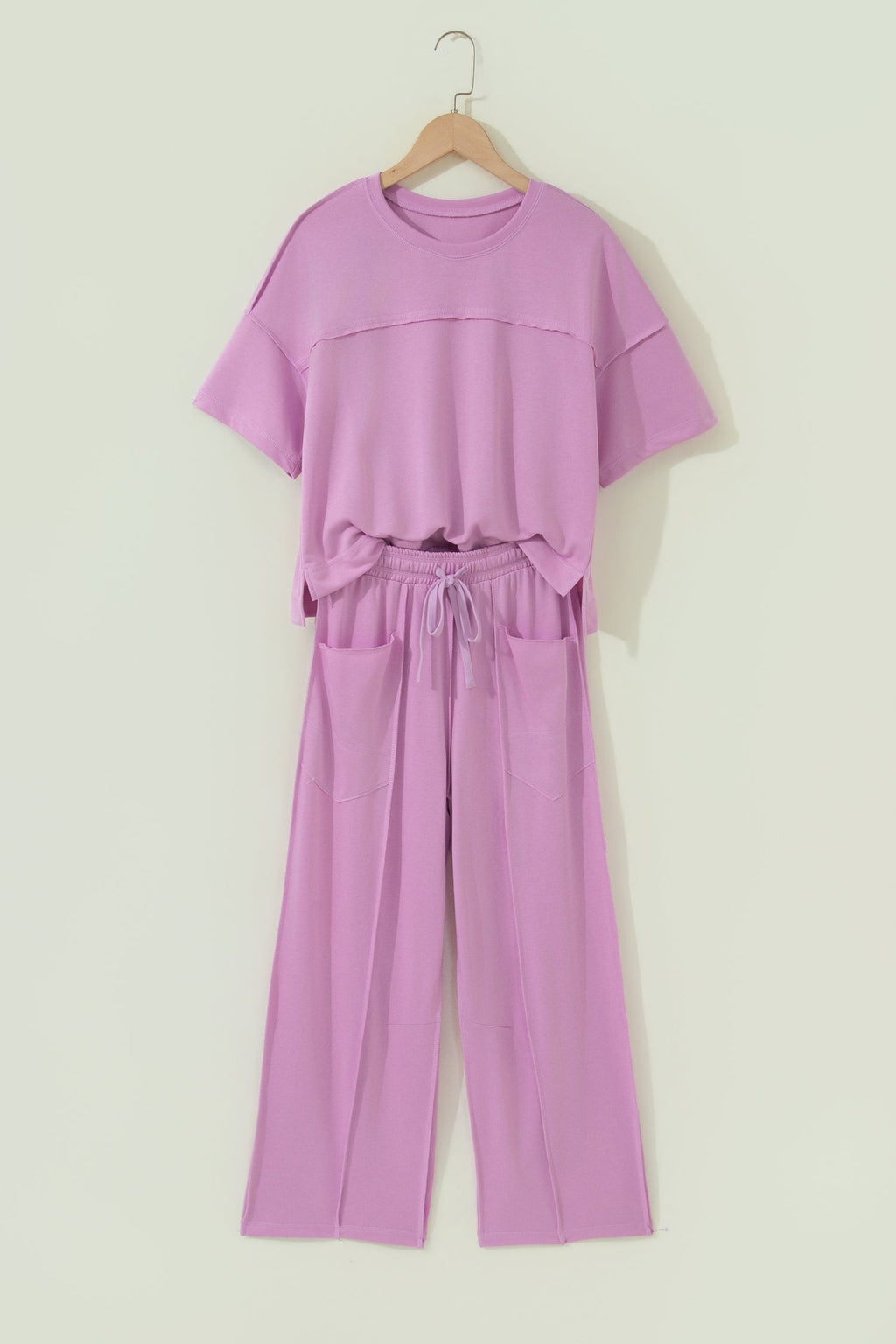 Solid Drop Shoulder Boxy Tee & Barrel Pants Set