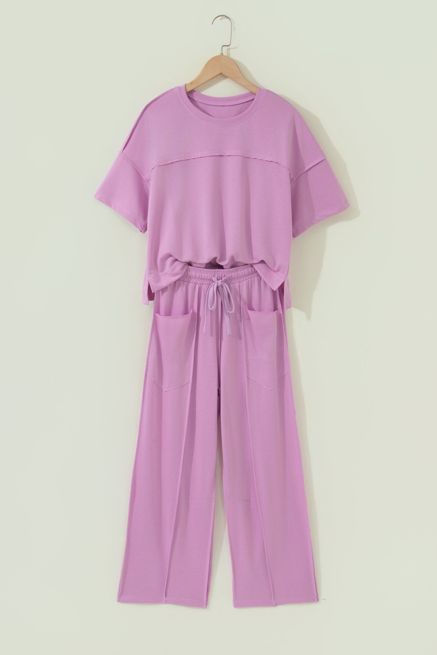 Solid Drop Shoulder Boxy Tee & Barrel Pants Set