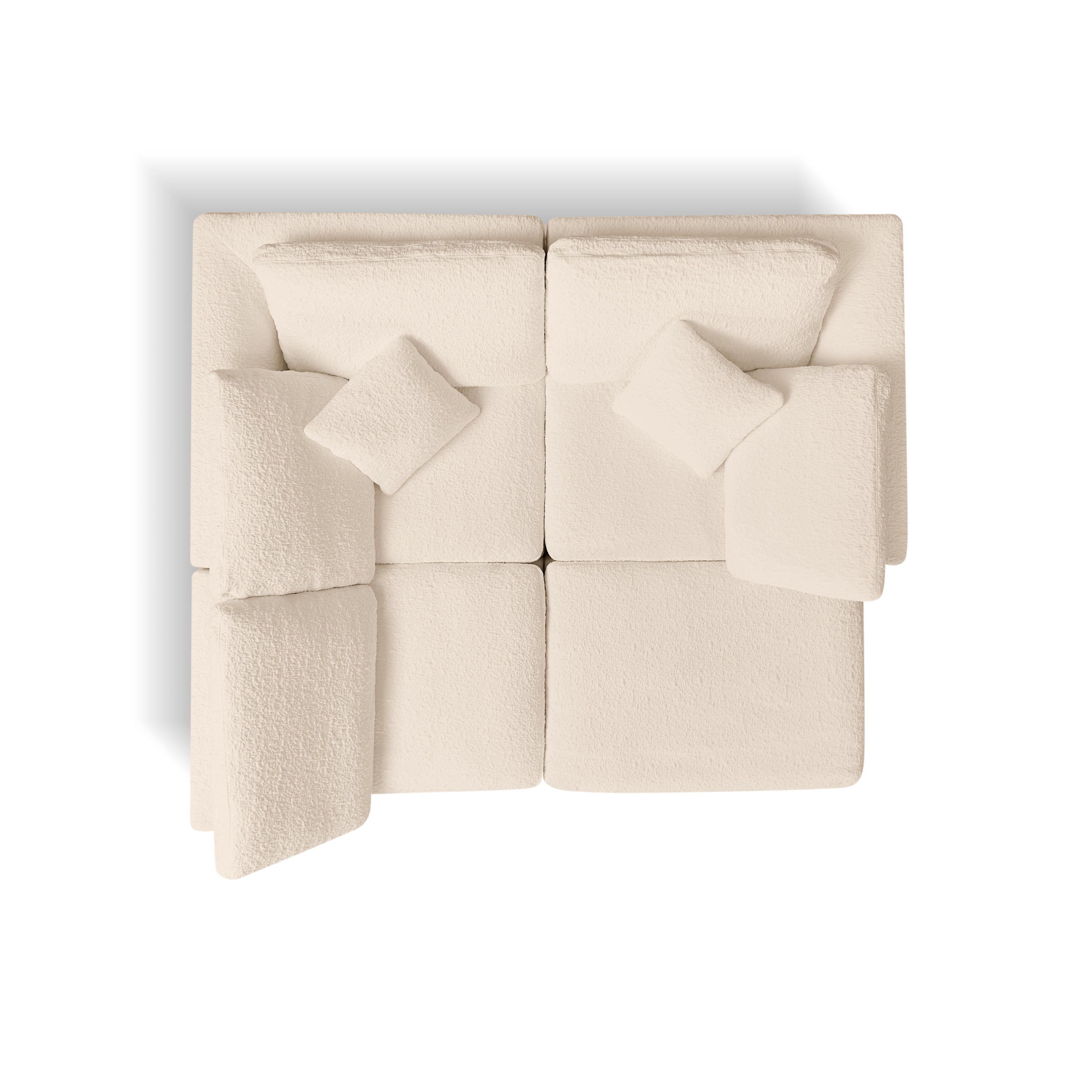 Cloud Style L-Shape Modular Sectional Sofa with Ottoman, 3 Seater Convertible Couch in Warm White Beige, Chenille Fabric, 110 Inch