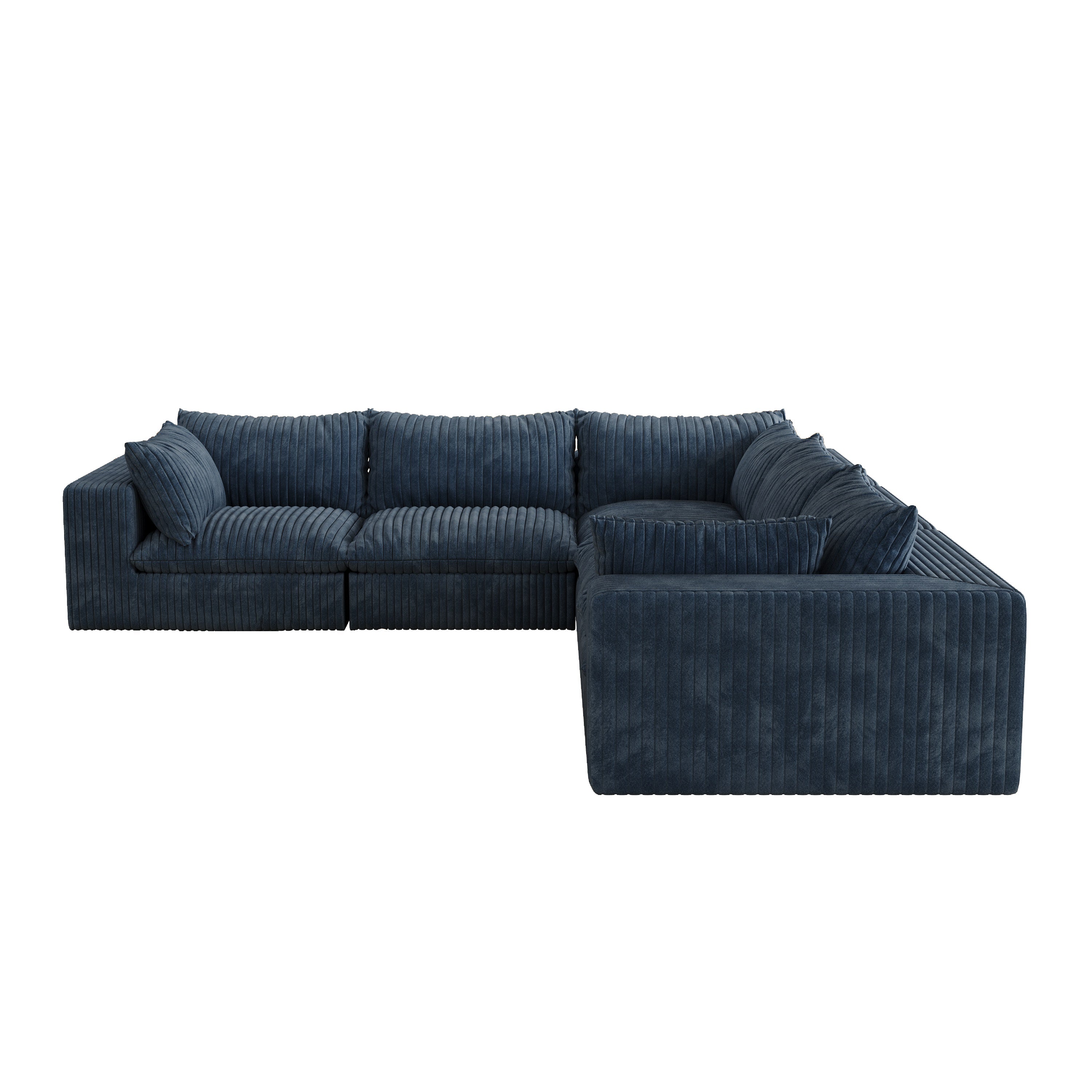 118.2' Cloud Sofa,Corduroy Fabric,Deep Seat Couches,Double-layer design,Removable Cushion,No Assembly, DIY Combination for Living room, Bedroom,Conference room ,Apartment,Blue