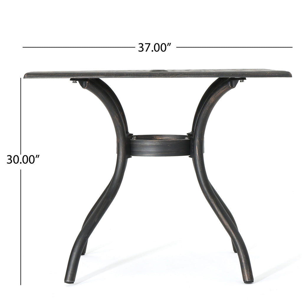Enchantia - Outdoor Square Dining Table With Weave Tabletop And Flared Legs - Copper