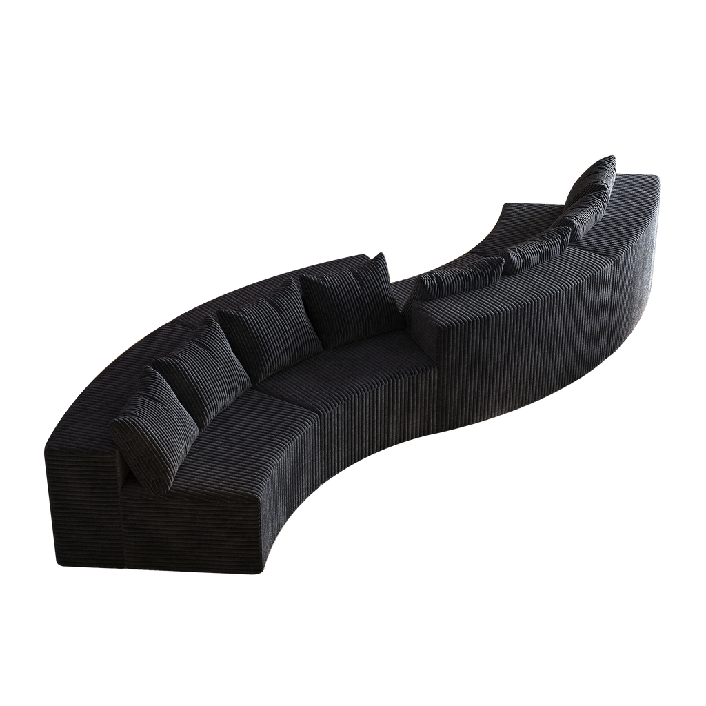 Corduroy curved sectional sofa with 8 pillows,Curved Symmetrical Modular Semi Circular Sofa Sectional for bedroom, living room, office for leisure or nap, reading room, and lobby(four modules)