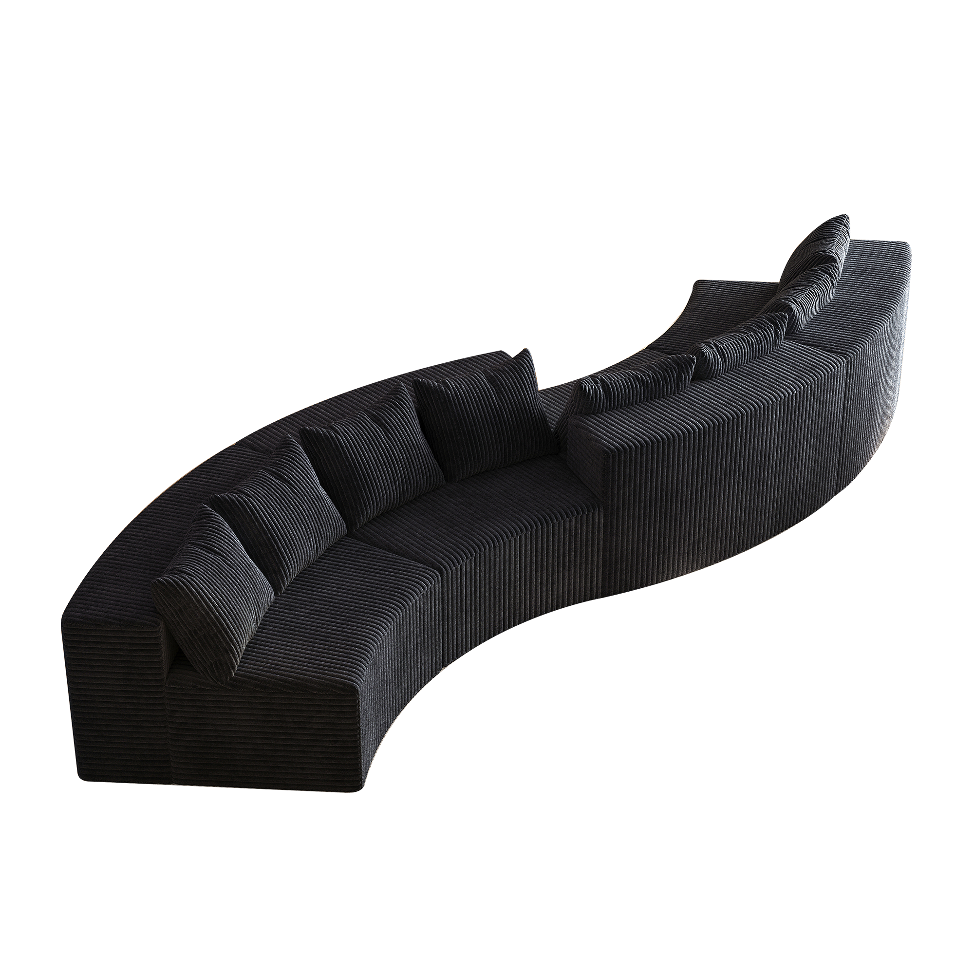 Corduroy curved sectional sofa with 8 pillows,Curved Symmetrical Modular Semi Circular Sofa Sectional for bedroom, living room, office for leisure or nap, reading room, and lobby(four modules)