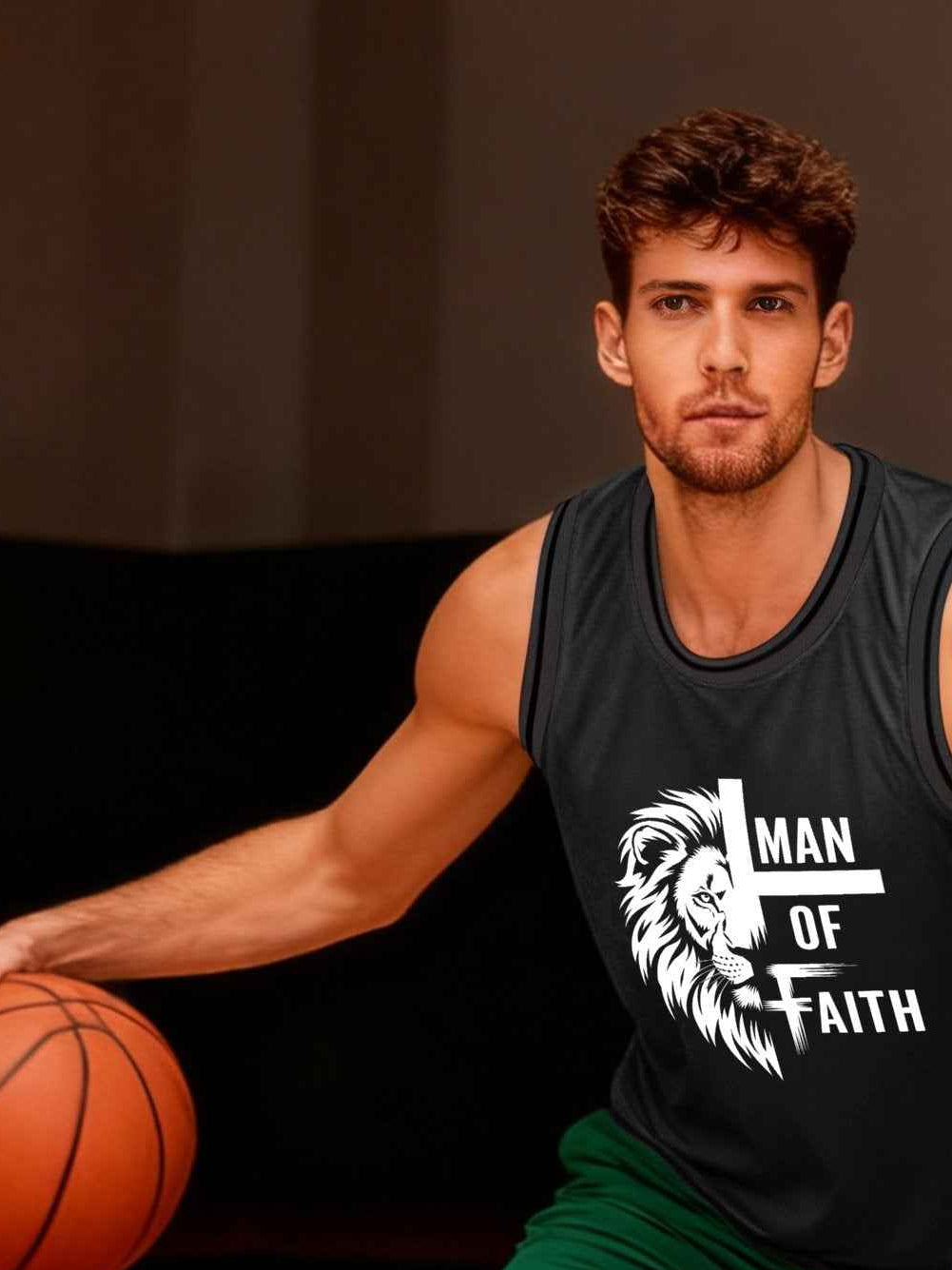 Man of Faith Adult Dark Grey Basketball Jersey | Ships From USA