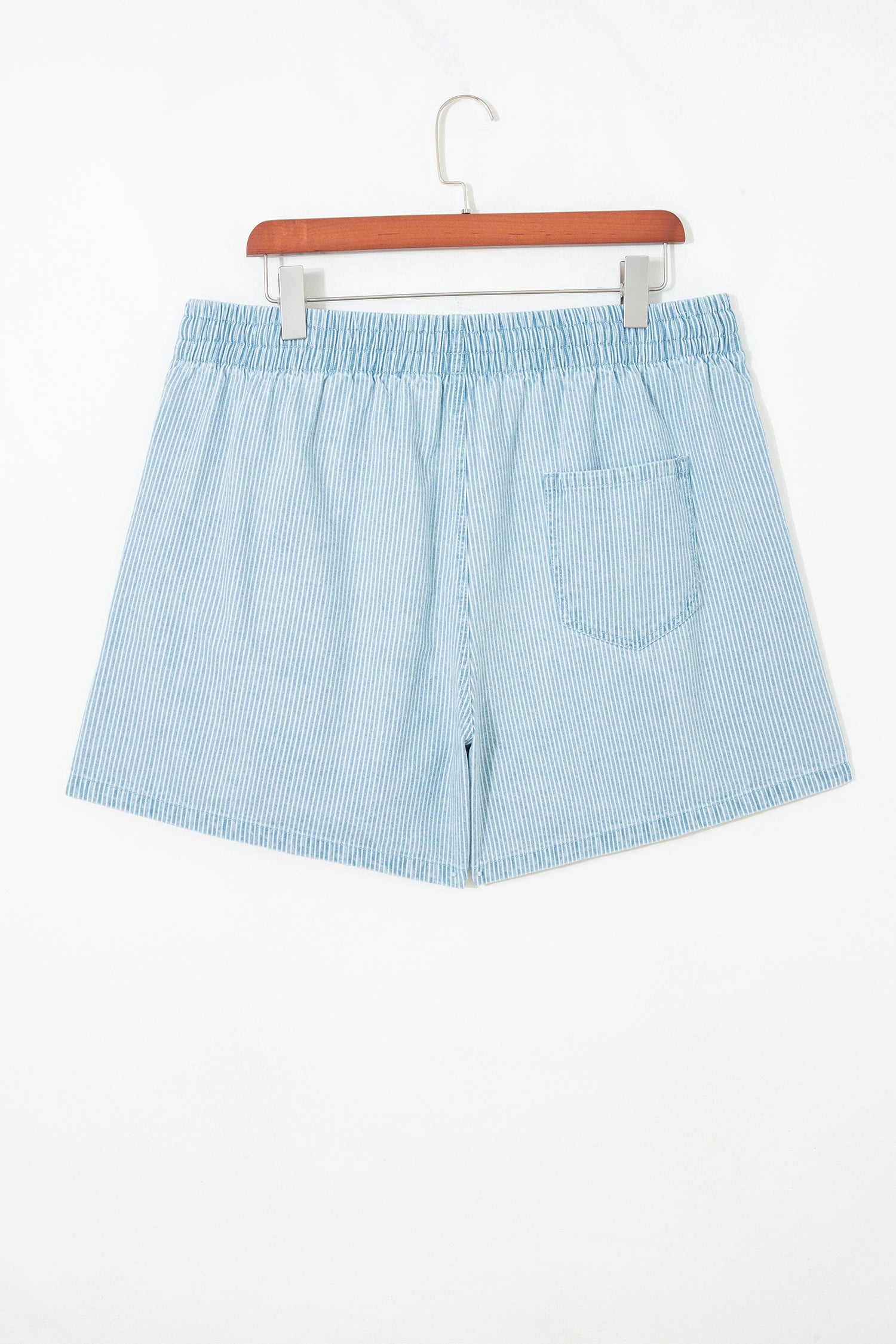 Plus Size Stripe Denim Contrast Drawstring Shorts