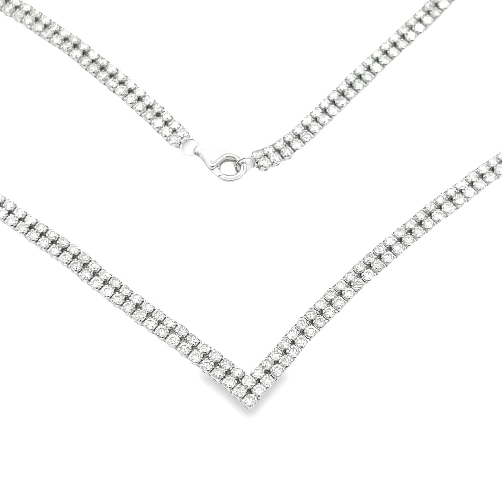 Natural 7.00ct Diamond Tennis Necklace 14KT White Gold