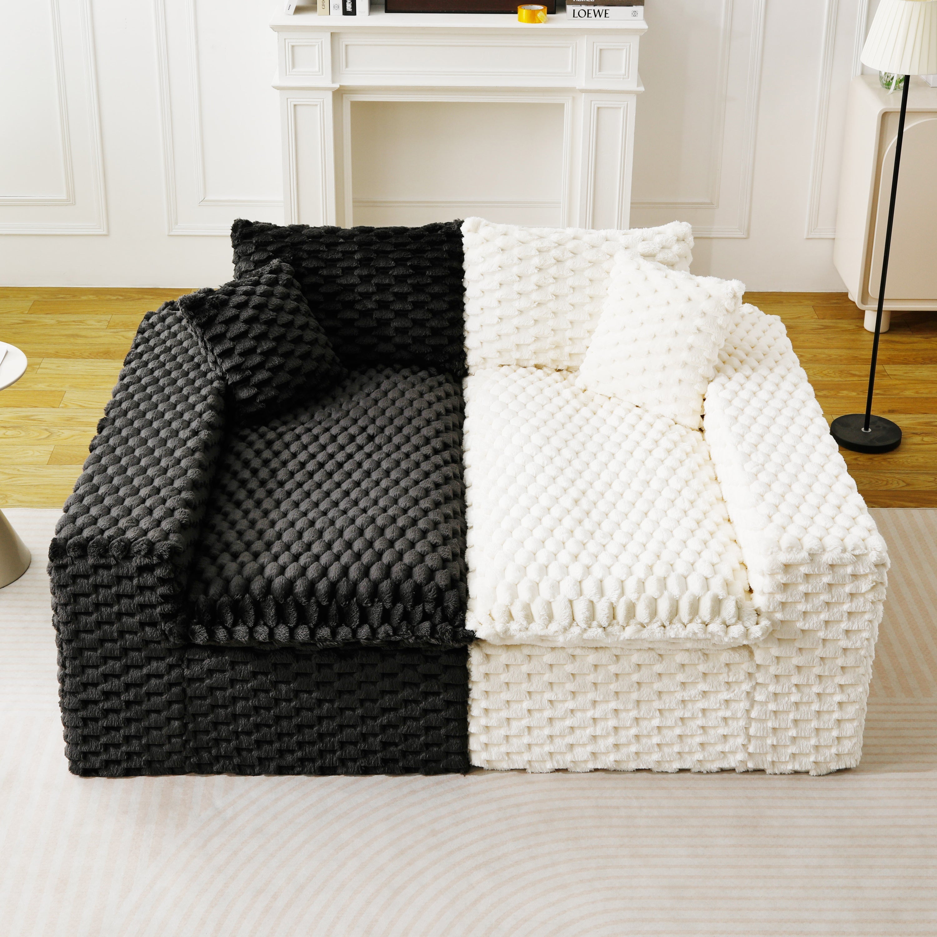 Luxury Color-Block Turtle Velvet Multifunctional Sofa - Arrangeable in Single Row, Side-by-Side or Facing Each Other, Stylish Living Room Furniture for Cozy Home Decor