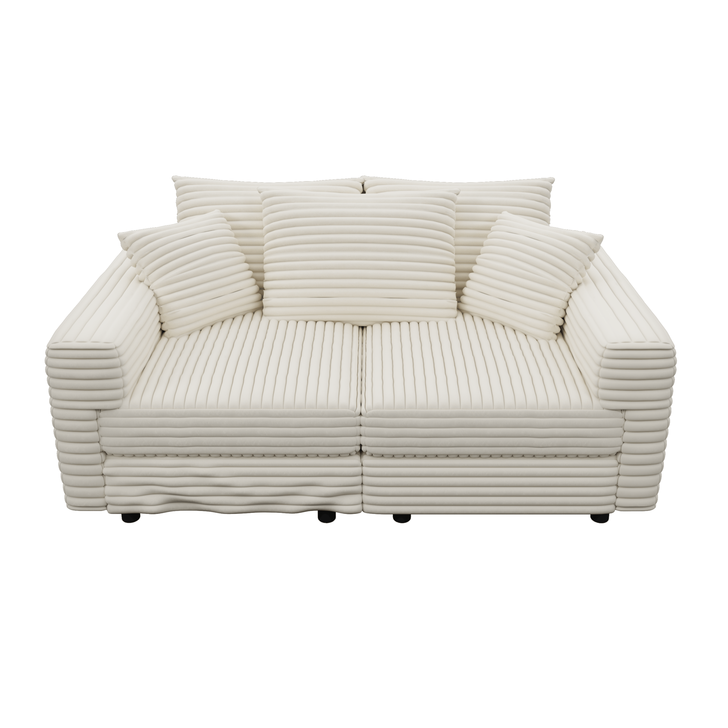 82.7 ' Plush Corduroy 3-Seat Sofa, Modern Comfy Upholstered Sofa Cloud Couch, Deep Seat Couches with Soft Pillows and 1 Ottomans, Convertible Sofa Lounge Chair, for Living Room,Apartment,Office,Beige