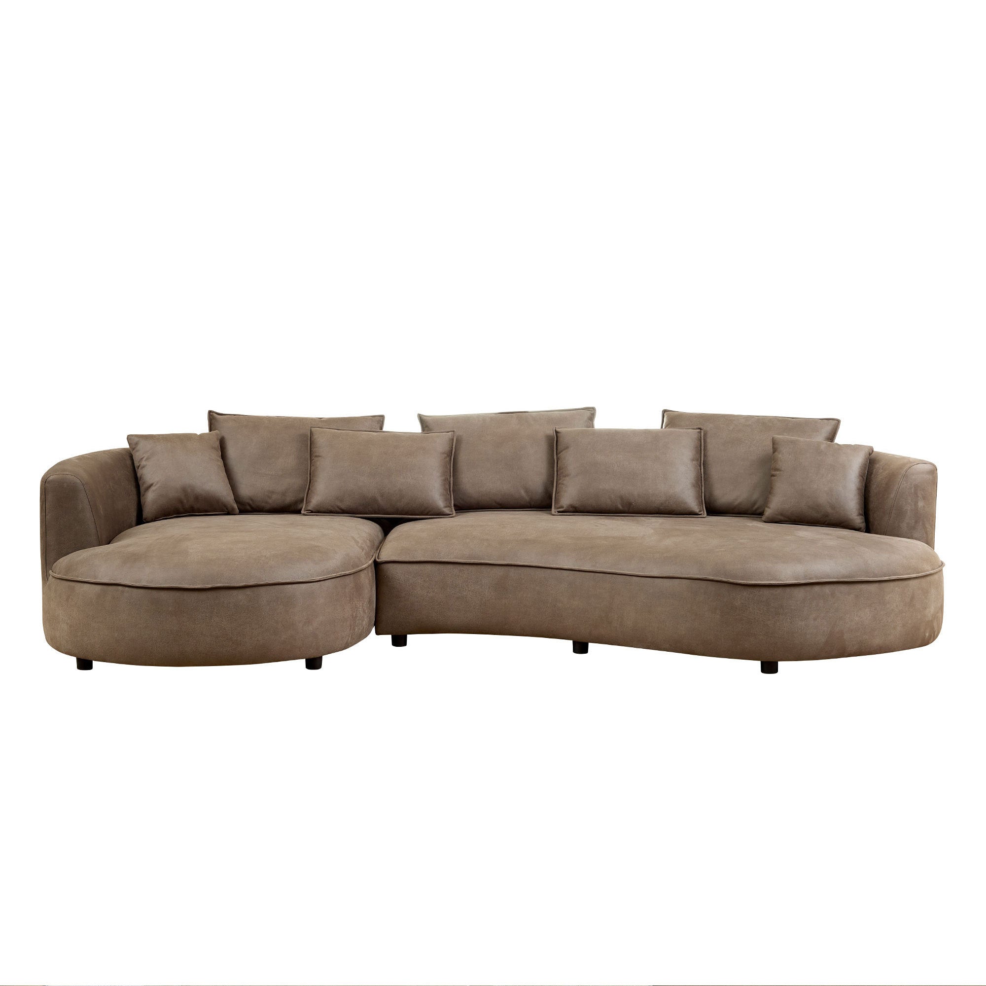 128.74 Inch Modern Sectional Curved Sofa Couch for Living Room,Leathaire Upholstered 5-Seat Sofa Couch, Technology Cloth Couch Set for Apartment Office,Brown