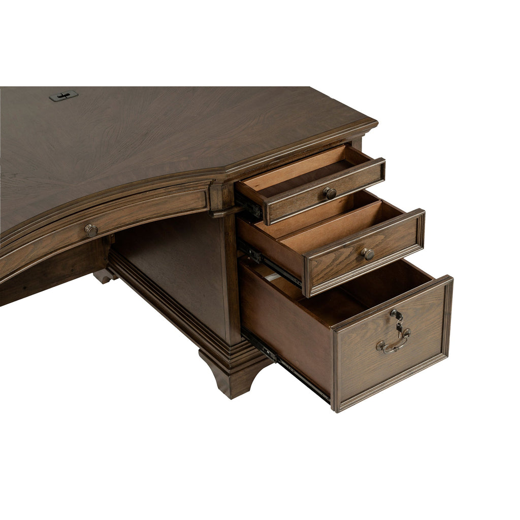 Stigham Burnished Oak 7-drawer Executive Desk