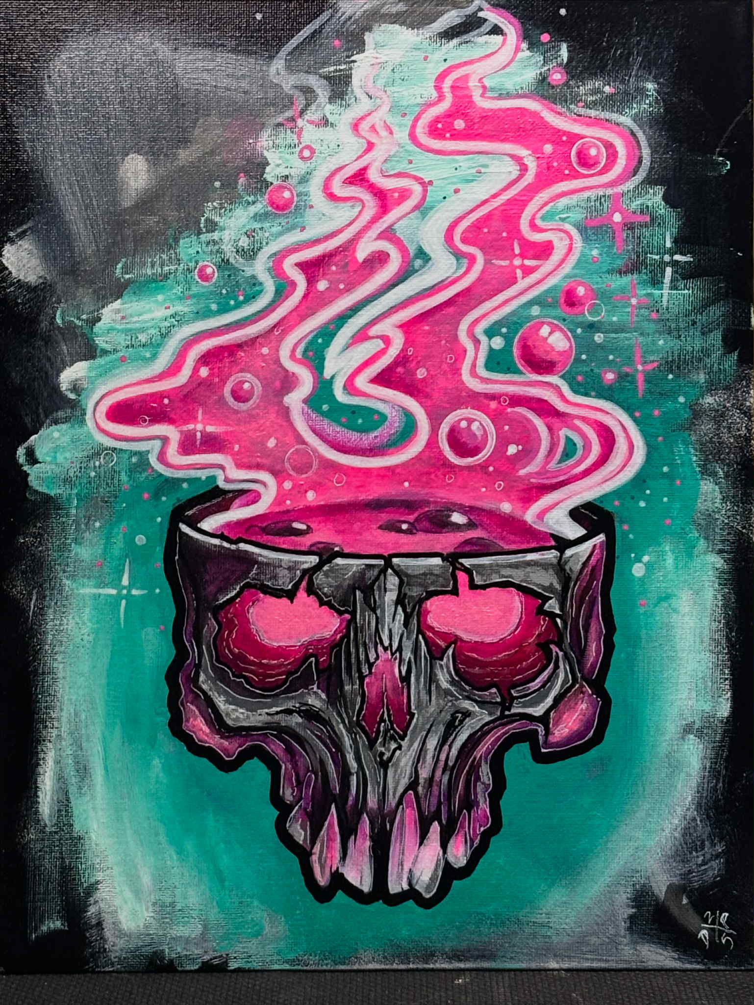 Skull Canvas Art Wall Hanging Home Decor Horror True Crime Halloween
