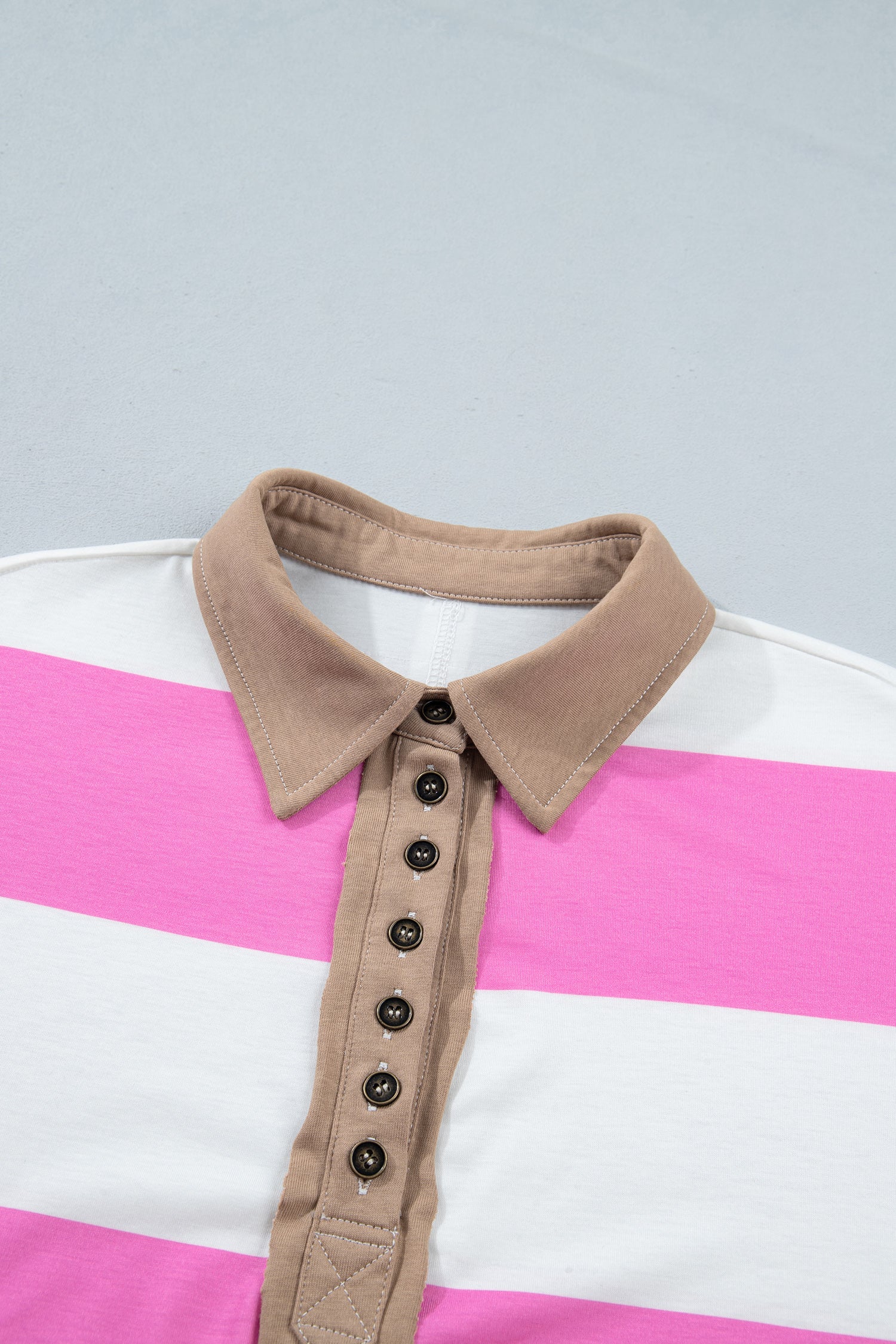 Stripe Raw Edge Polo Tee & Mini Skort Set