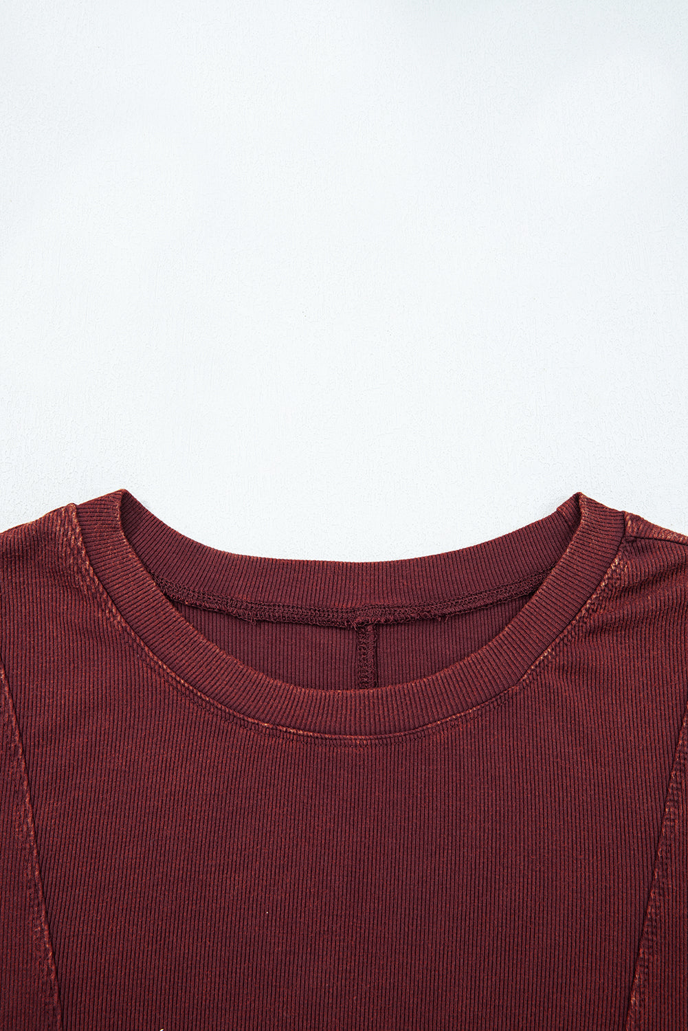 Solid Ribbed Knit Buttoned Long Sleeve Top